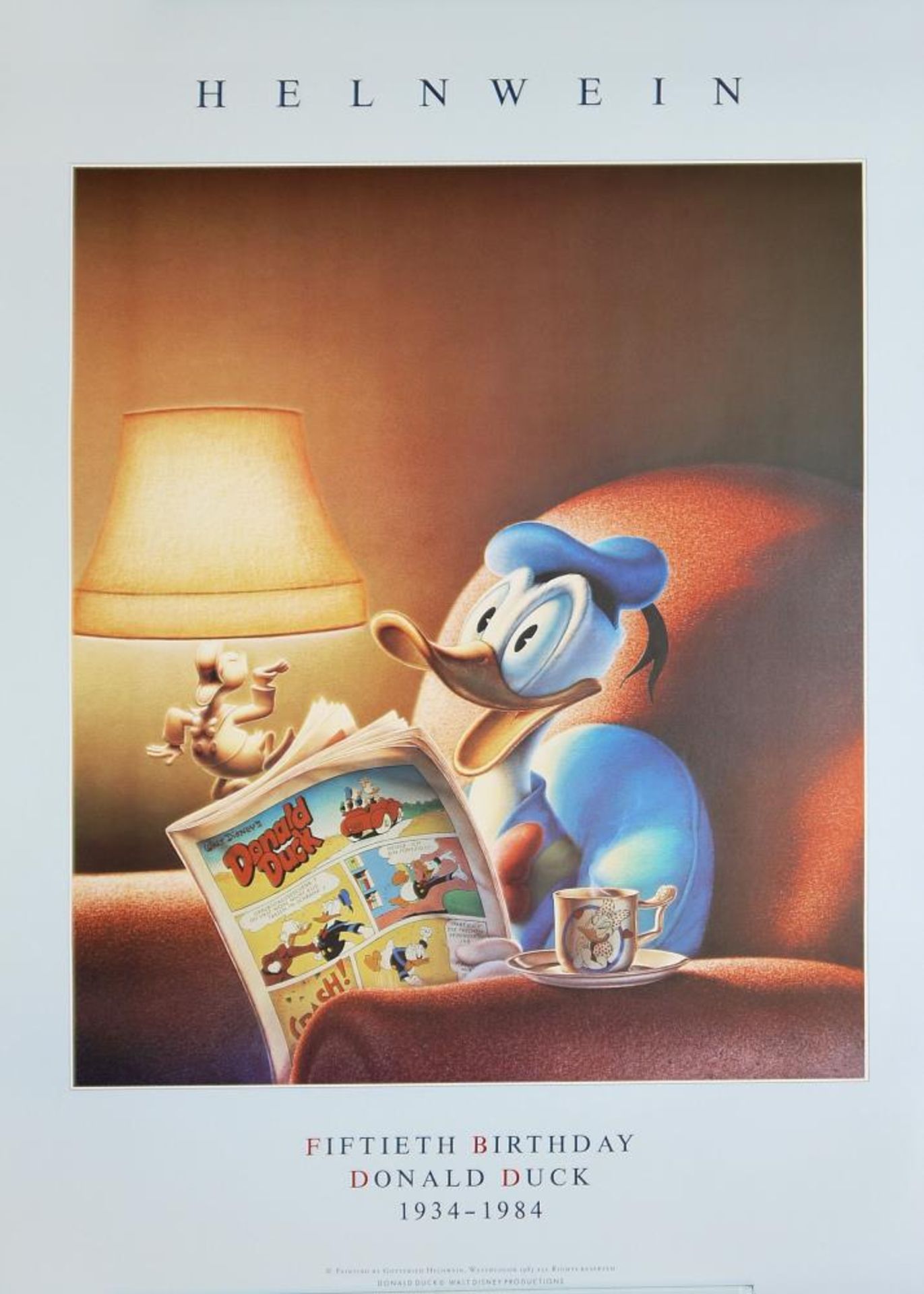 Gottfried Helnwein, Donald Duck Fiftieth birthday 1984, Farboffset – Lithographie, Walt Disney