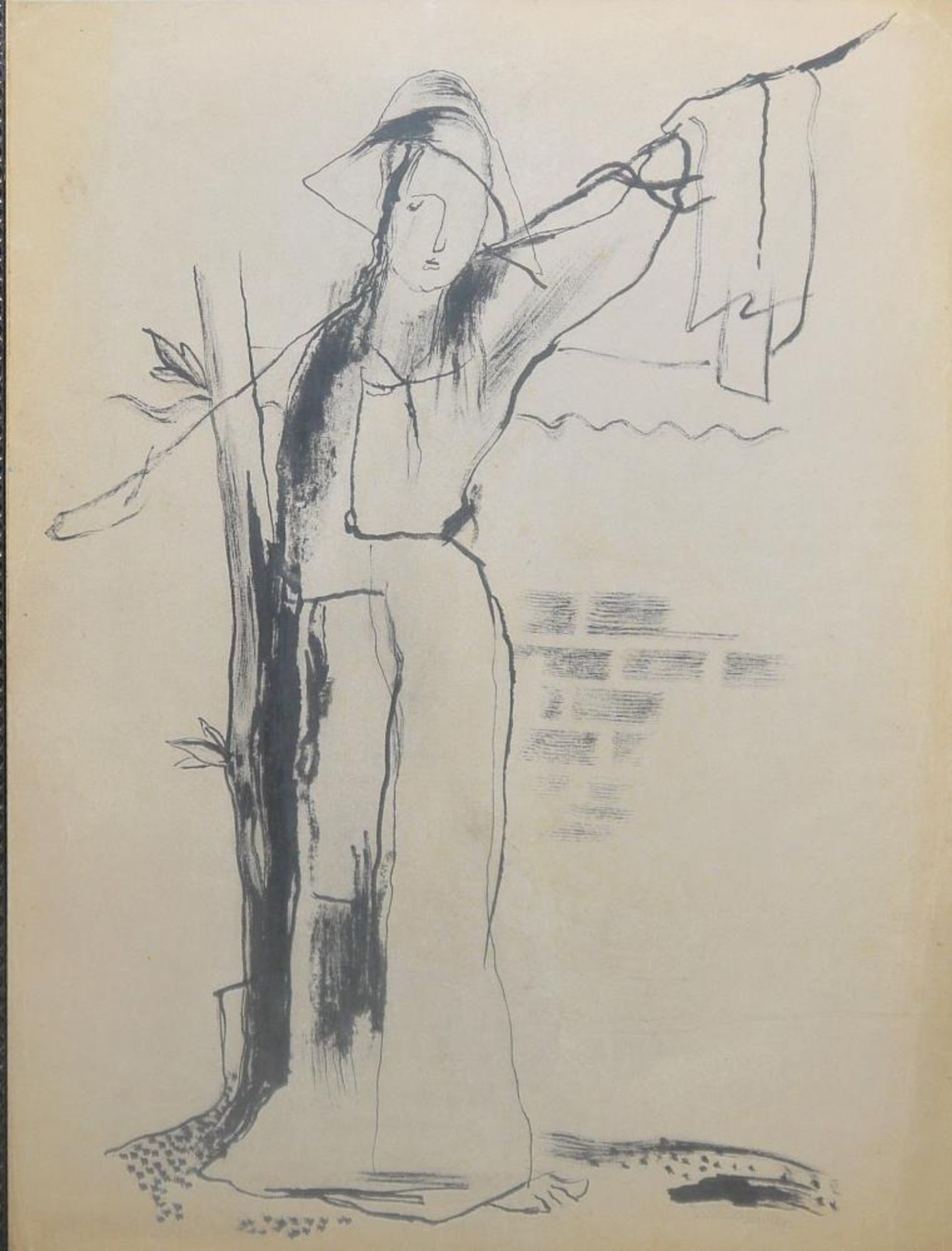 Josef Steiner, Zwei Versionen der „Frau am Baum“, Tuschezeichnung und Radierung, um 1931 u. 1971, - Image 2 of 6