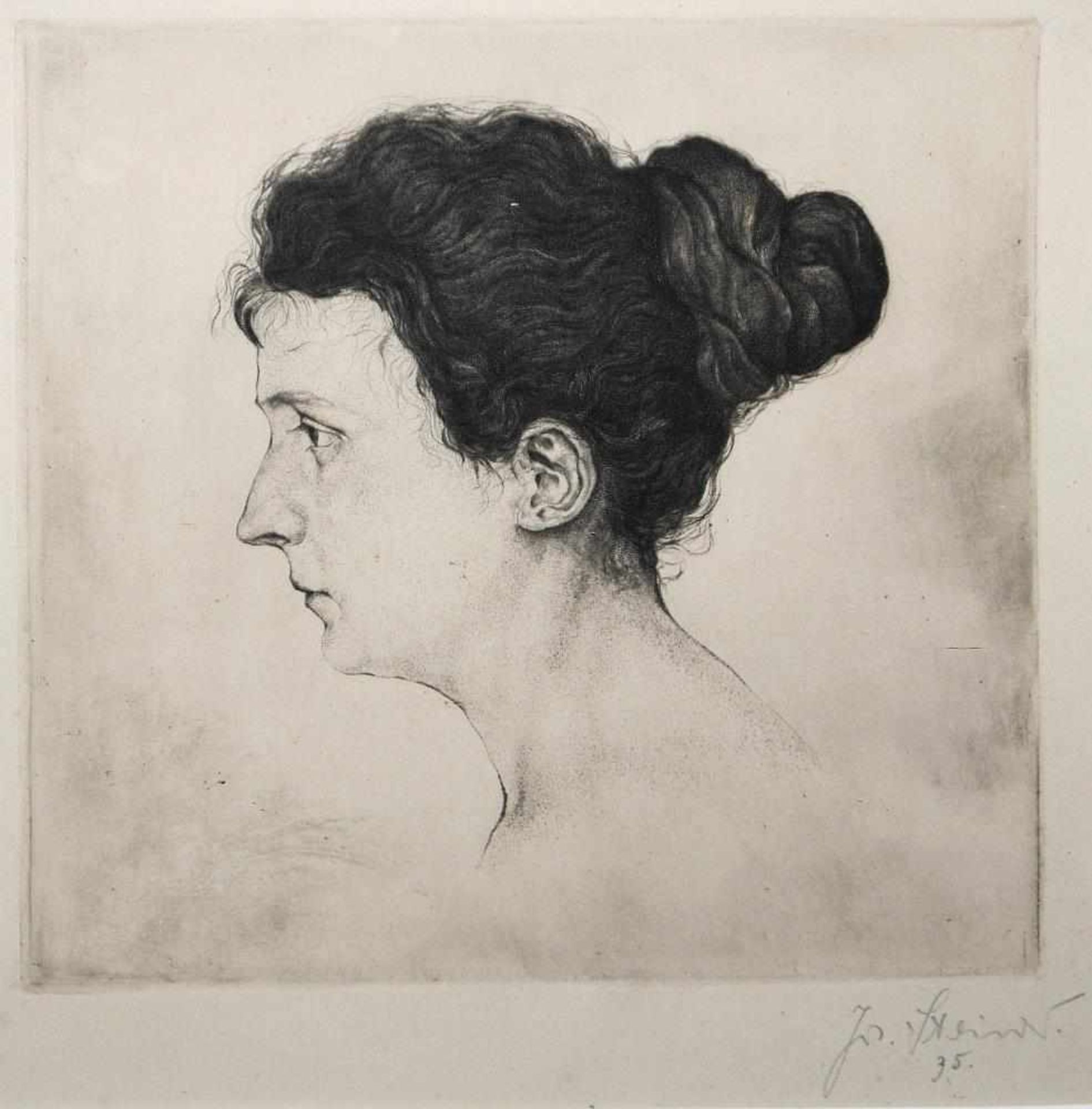 Josef Steiner, Zwei Portraits junger Frauen, 5 Radierungen von 1923, 1935 u. um 1925, teils - Bild 2 aus 9