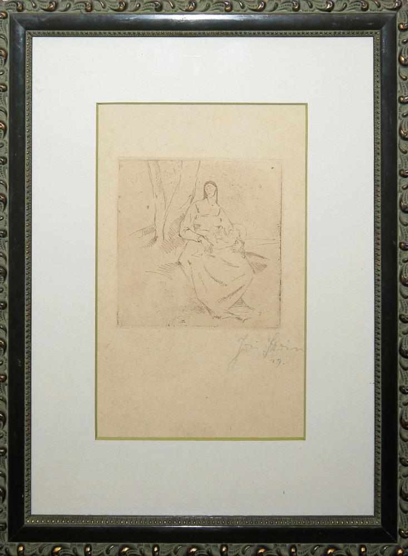 Josef Steiner, „Frauen“, „Kuß“ u. Maria mit Jesuskind, frühe Radierungen, 1919 u. um 1919, 2x - Bild 5 aus 6