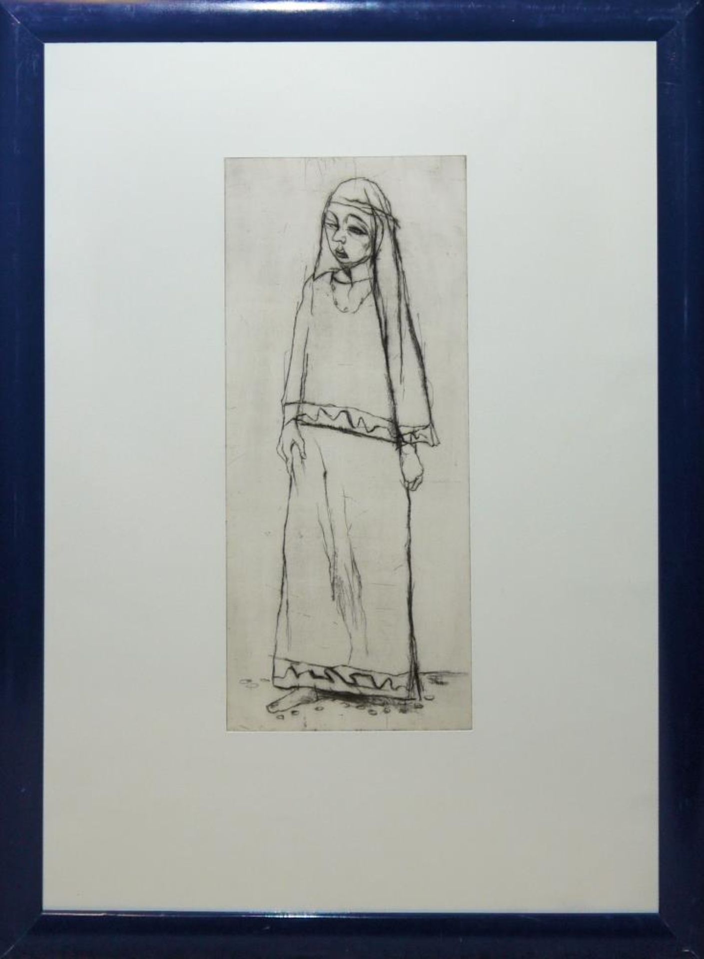 Josef Steiner, Frauen mit Schleier, 2 Radierungen u. 1 Zeichnung, 1920er Jahre, gerahmt Josef