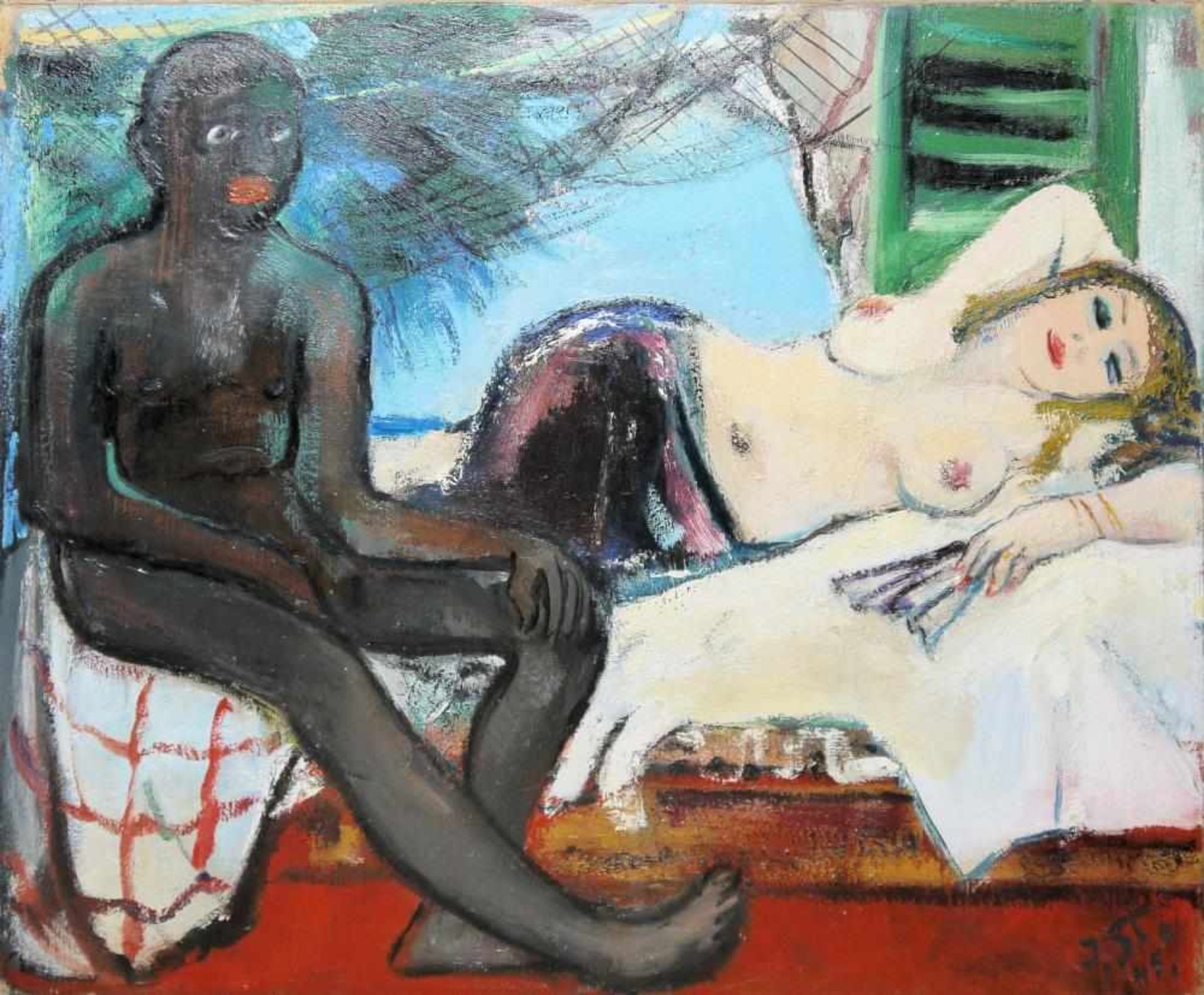 Josef Steiner, Junges Paar, Ölgemälde, 1945 Josef Steiner, 1899 – 1977, Hellhäutige Frau mit