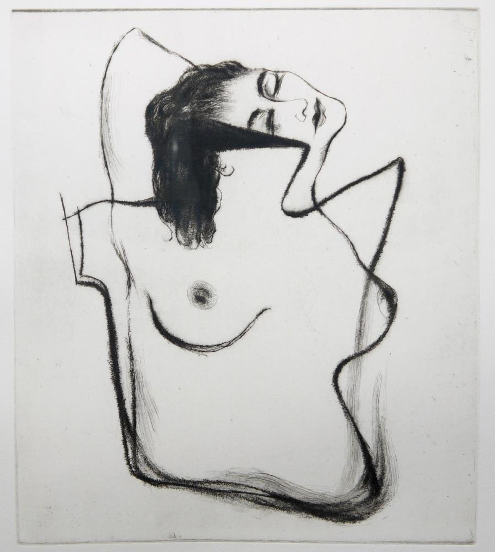 Josef Steiner, "Liebe", Zwei Versionen eines weiblichen Torsos, Tuschezeichung und Radierung, - Image 5 of 6