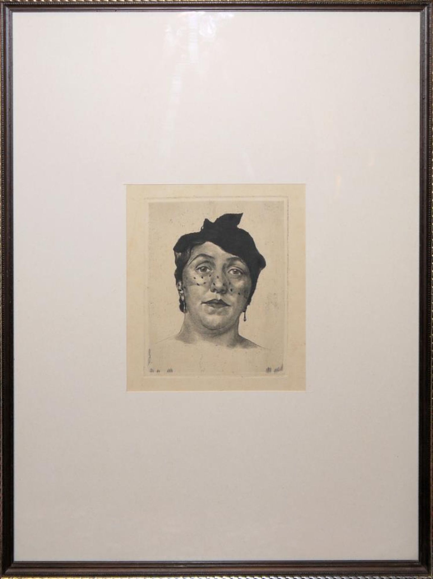 Josef Steiner, Dame mit Hut, Radierung um 1930, gerahmt Josef Steiner, 1899 – 1977, Frontalansicht