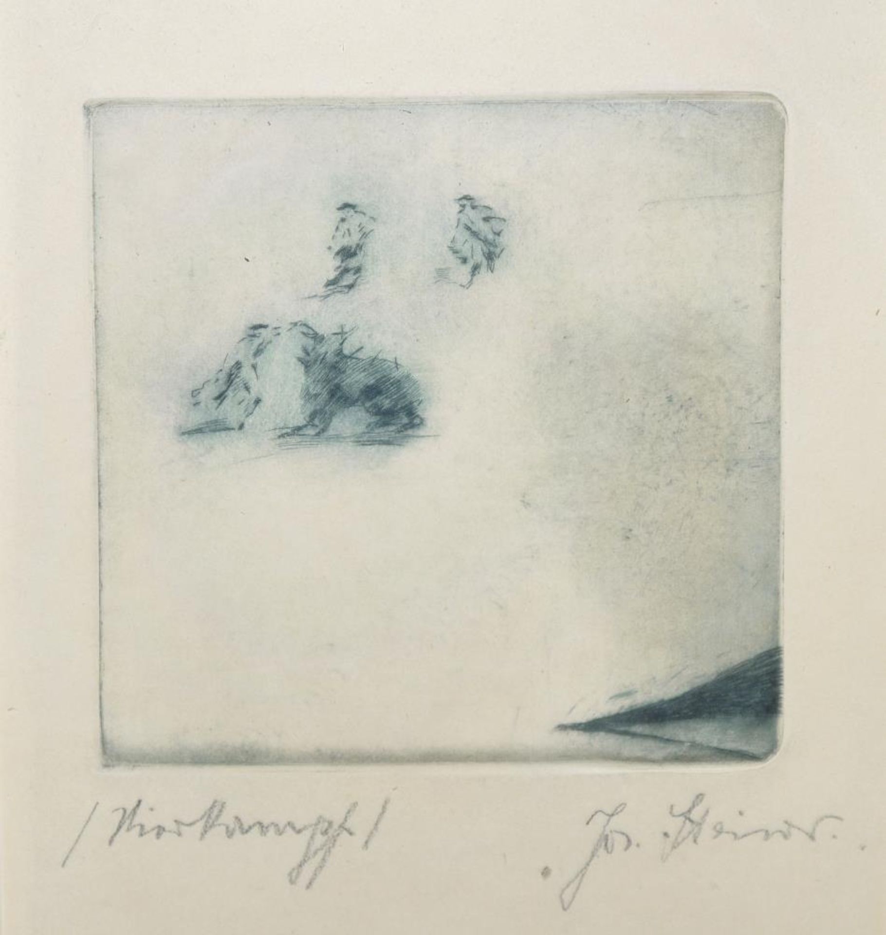 Josef Steiner, „Stierkampf“, Radierung, um 1921, im Atelierrahmen Josef Steiner, 1899 – 1977, - Bild 2 aus 3