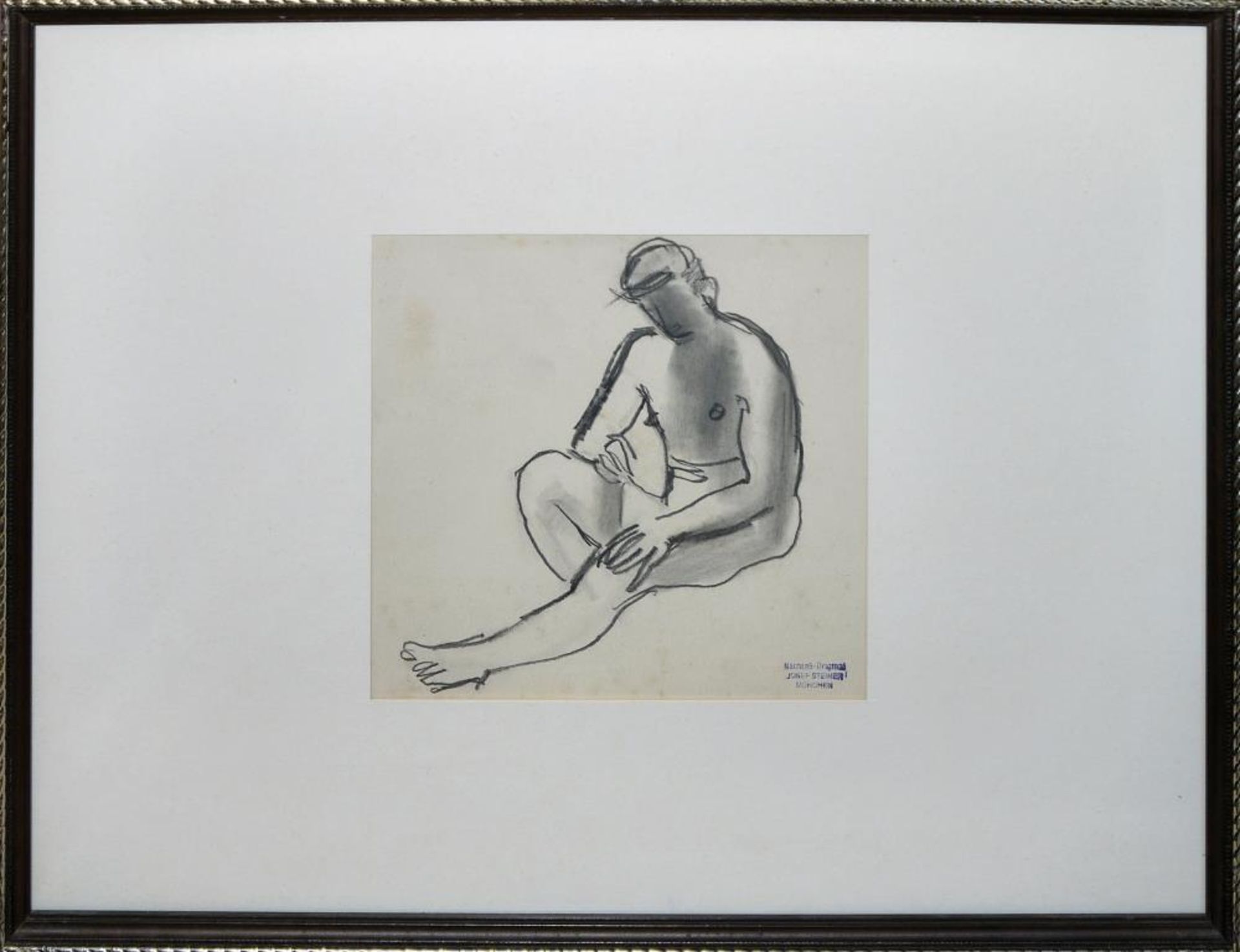 Josef Steiner, Fünf frühe Männerakte, Zeichnungen um 1920/21, 4x gerahmt Josef Steiner, 1899 – 1977, - Bild 5 aus 9