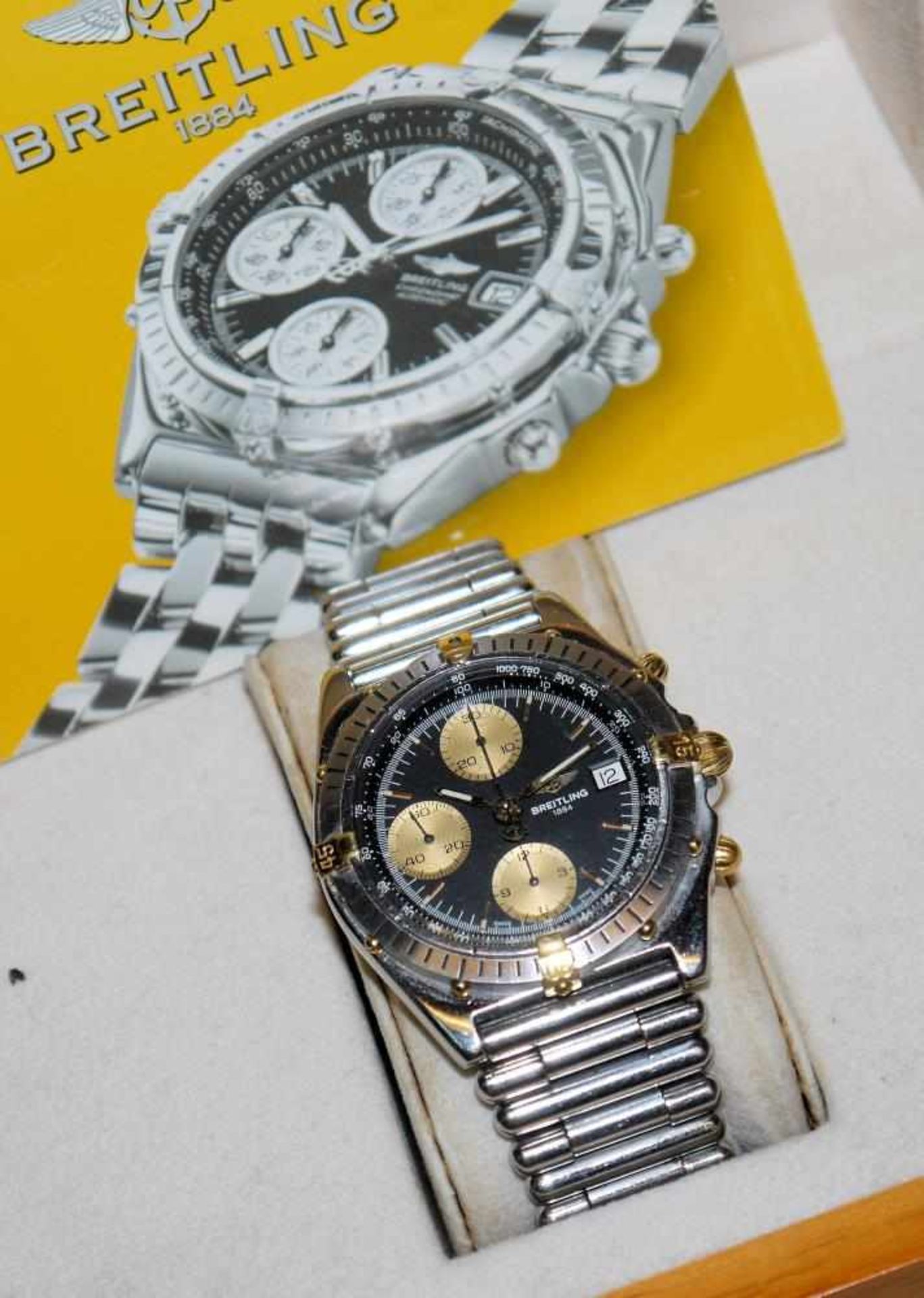 Herrenarmbanduhr Breitling Chronomat II Poliertes Stahlband und Gehäuse mit vergoldeten Teilen,