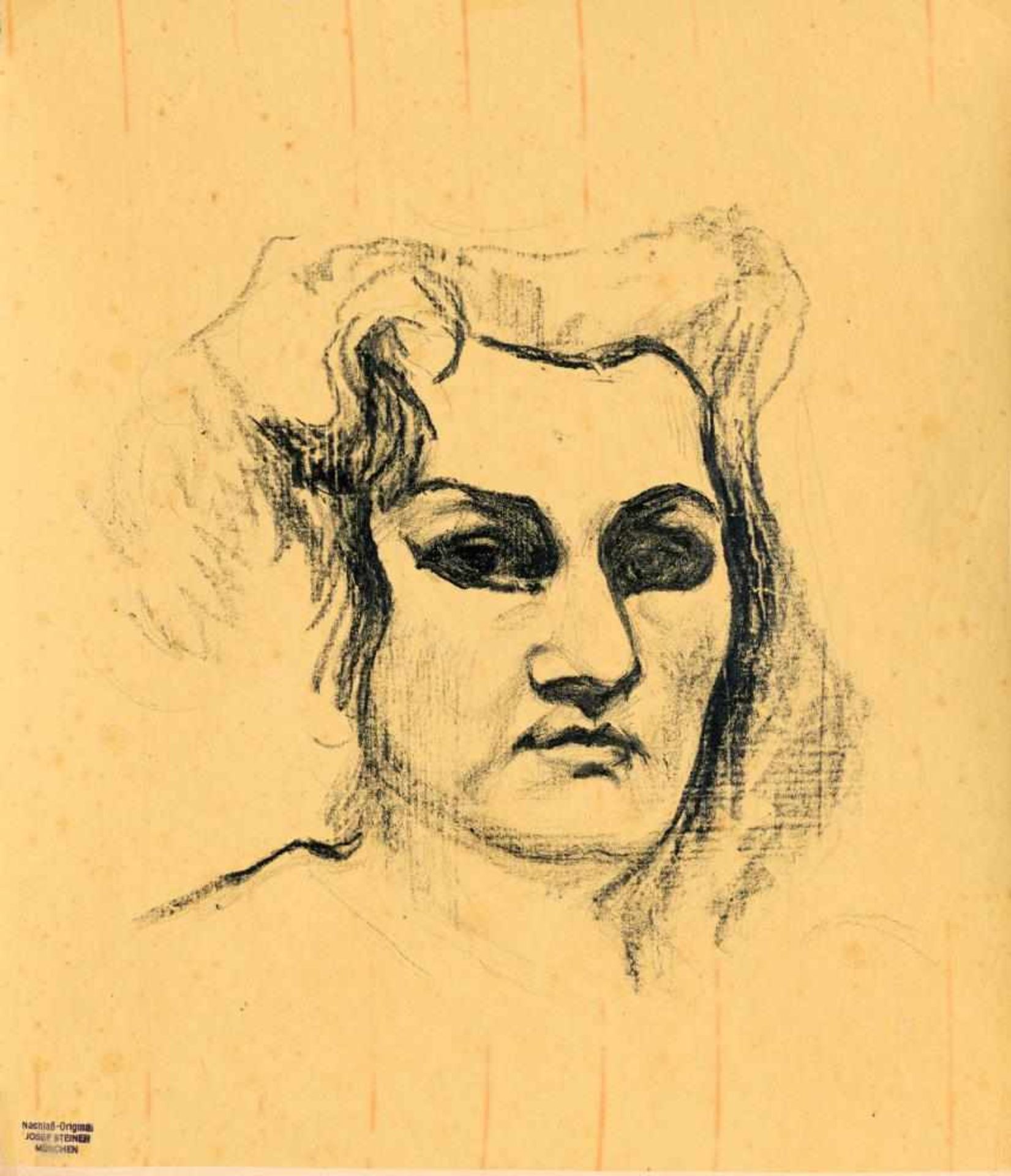 Josef Steiner, Vier Frauenportraits, 1 Rötelzeichnung u. 3 Kohlezeichnungen, 1 x gerahmt, um 1928 - Bild 3 aus 5