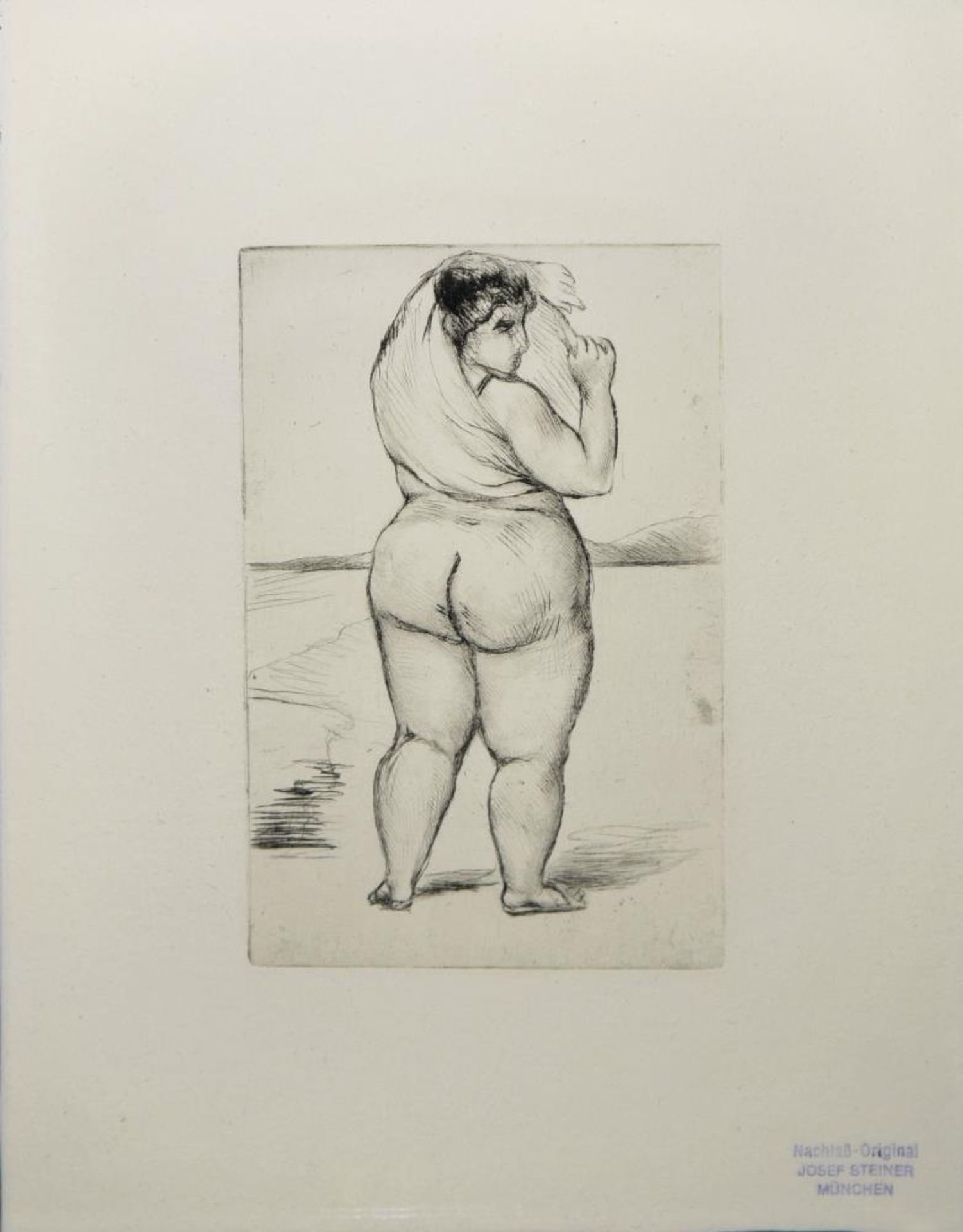 Josef Steiner, Frauen in Rückenansicht, 2 Zeichnungen u. 1 Radierung, gerahmt Josef Steiner, - Image 7 of 11