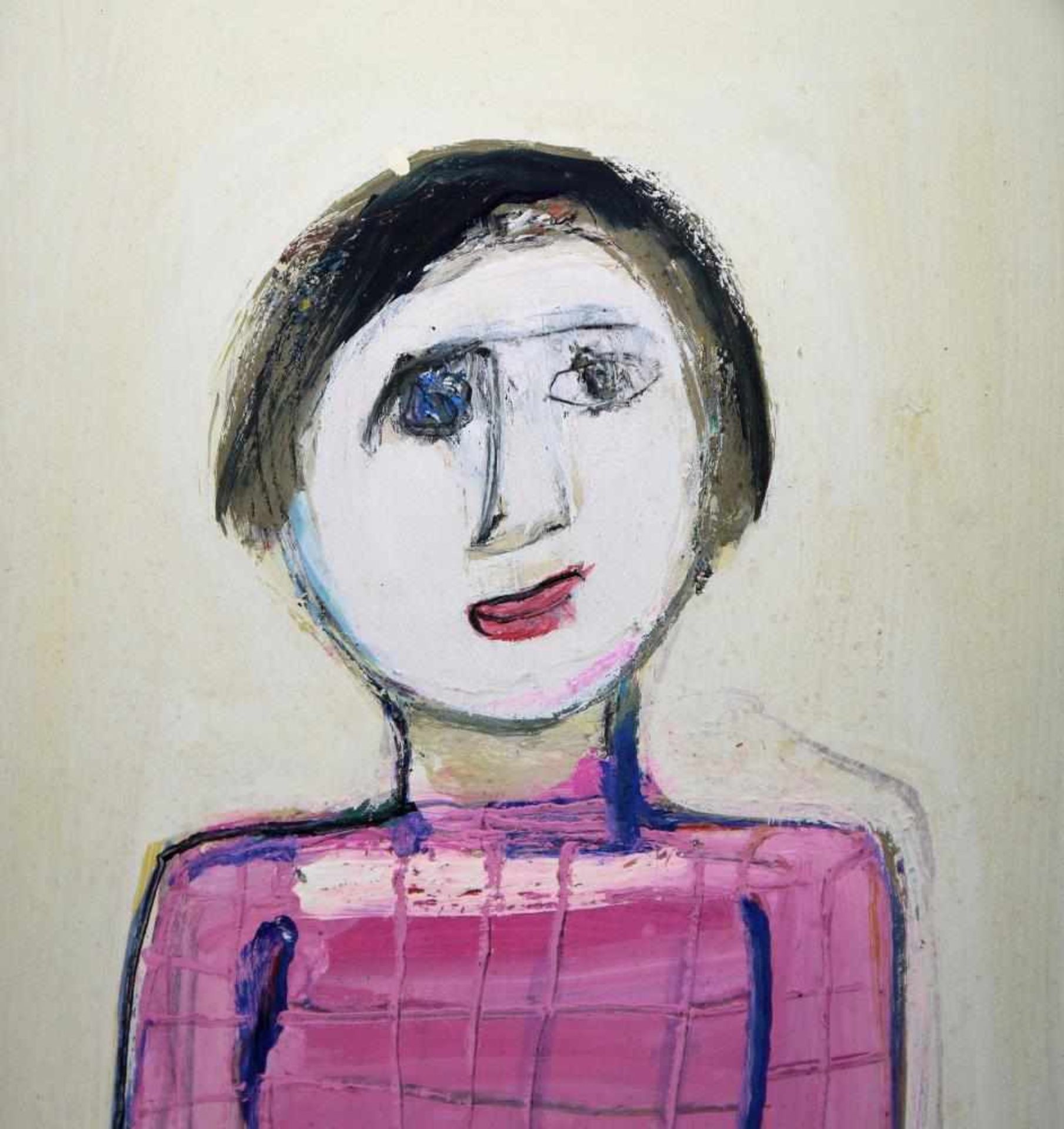 Josef Steiner, „Expressives Bildnis eines Mädchens mit rosa Pullover“, Ölgemälde, gerahmt Josef - Image 3 of 3