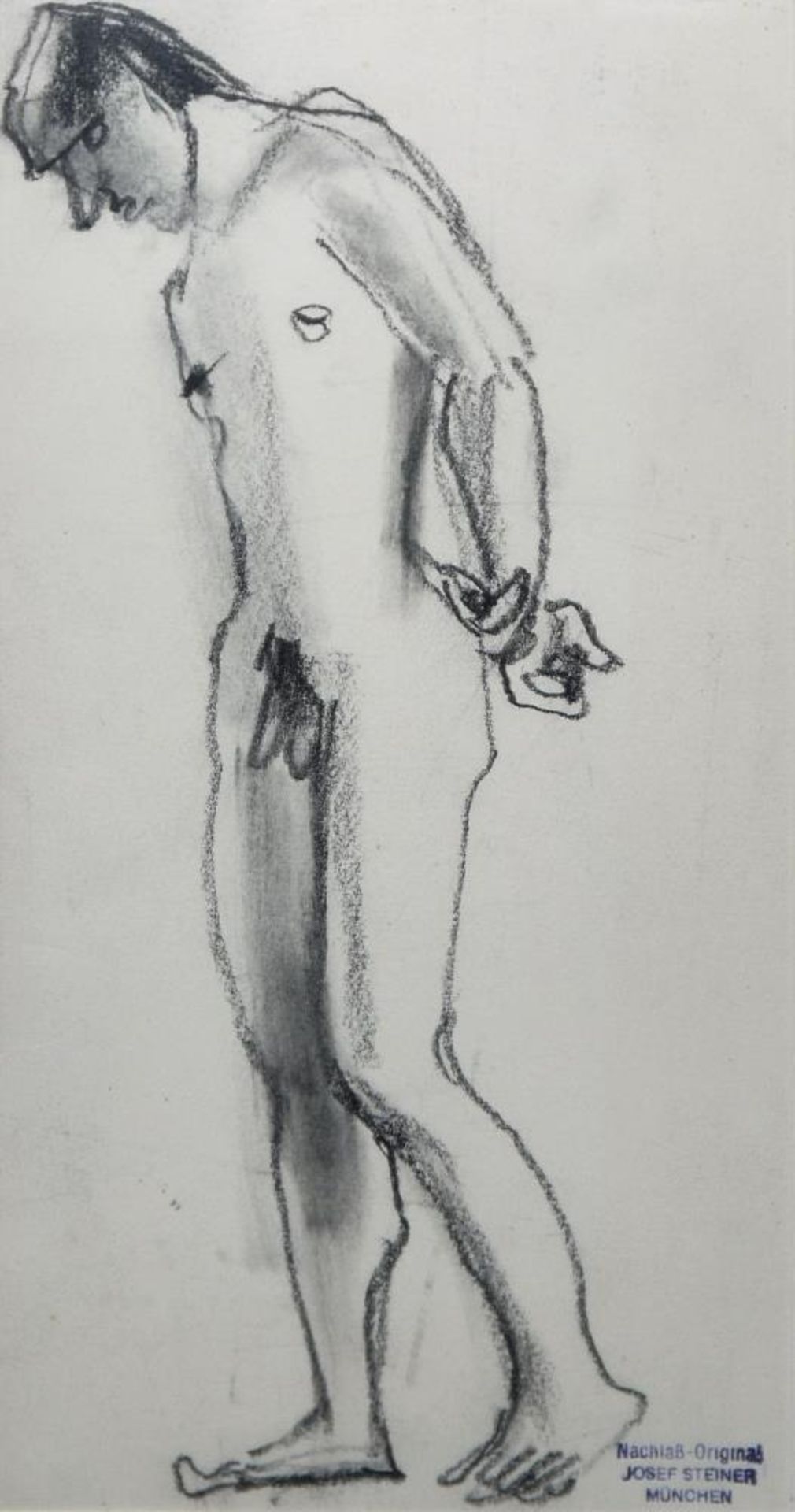 Josef Steiner, Fünf frühe Männerakte, Zeichnungen um 1920/21, 4x gerahmt Josef Steiner, 1899 – 1977, - Bild 8 aus 9