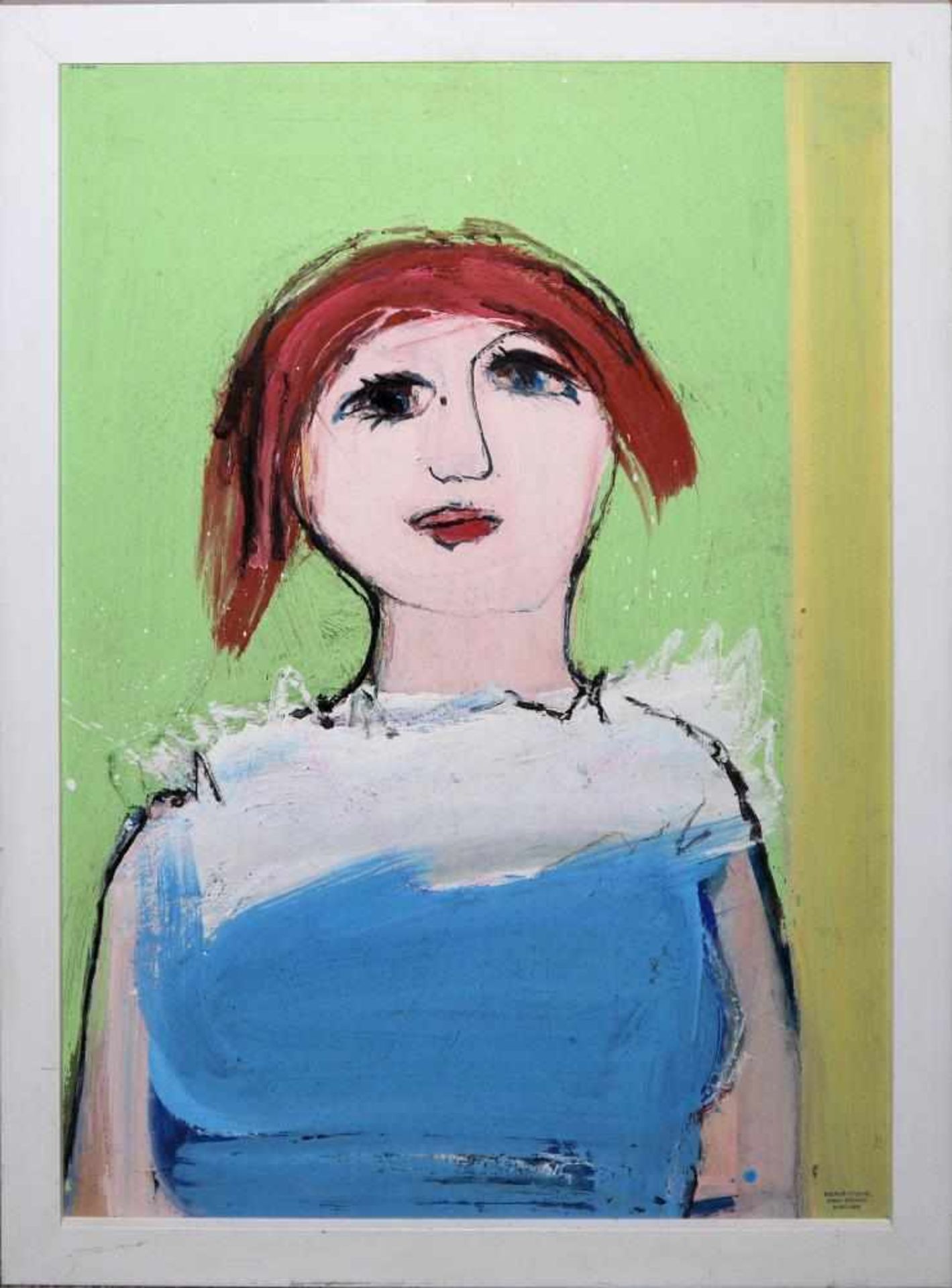 Josef Steiner, „Expressives Mädchenbildnis mit rotem Bubikopf“, Ölgemälde, gerahmt Josef Steiner, - Bild 2 aus 4