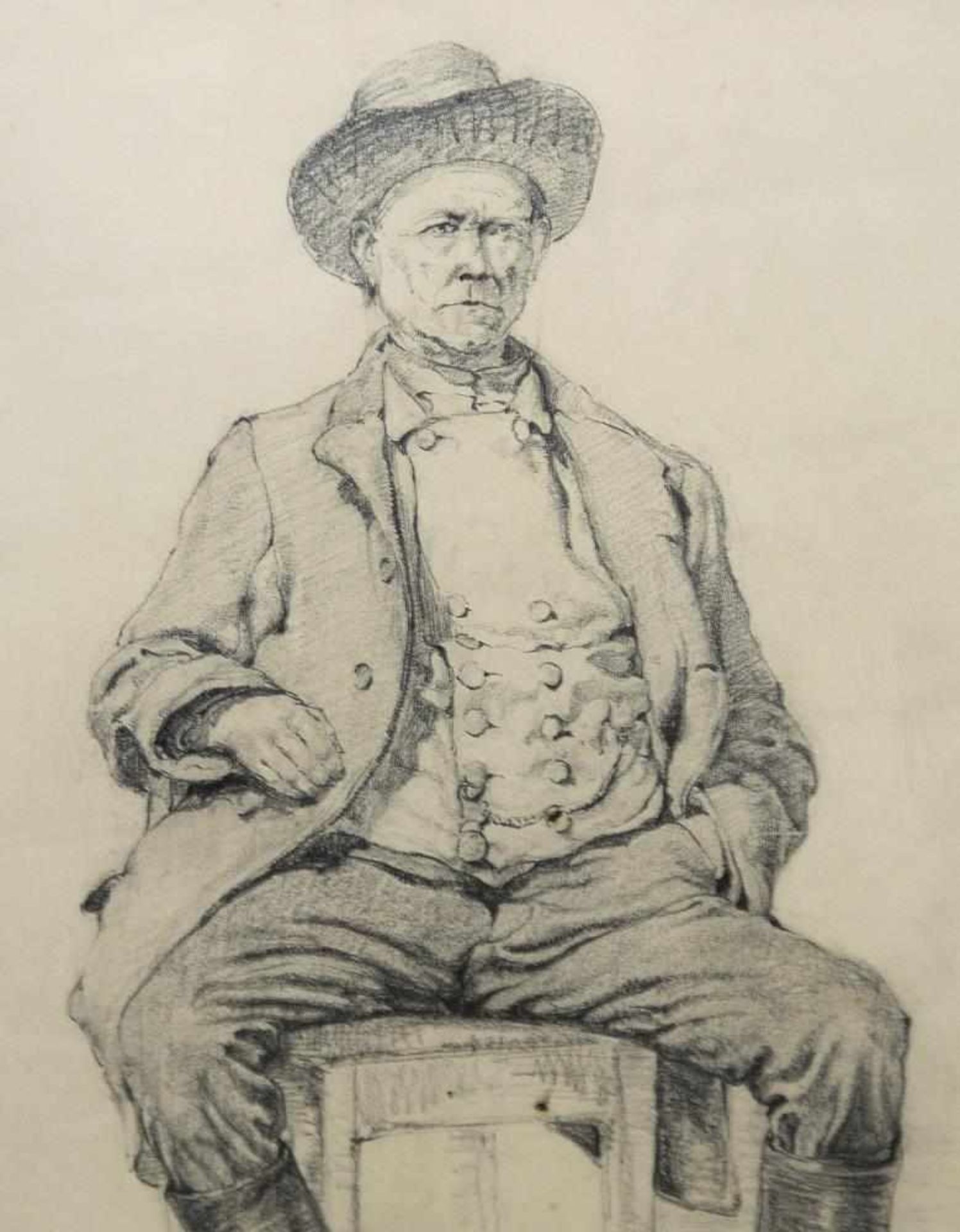 Josef Steiner, Portrait eines sitzenden Mannes u. Portrait eines Mannes mit Hut, Kohle- u. - Bild 3 aus 7