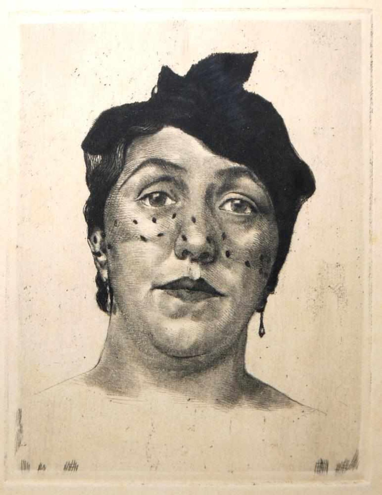 Josef Steiner, Dame mit Hut, Radierung um 1930, gerahmt Josef Steiner, 1899 – 1977, Frontalansicht - Bild 2 aus 3
