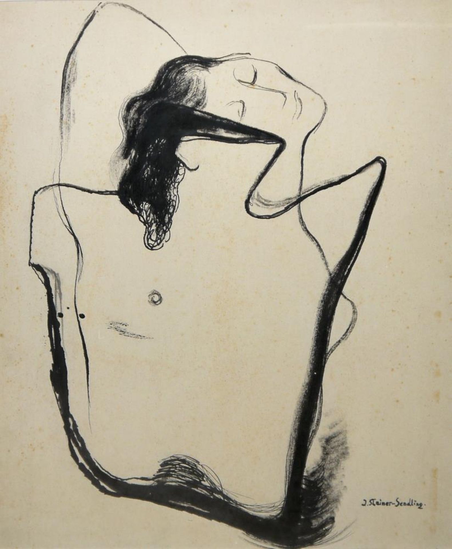 Josef Steiner, "Liebe", Zwei Versionen eines weiblichen Torsos, Tuschezeichung und Radierung, - Image 2 of 6