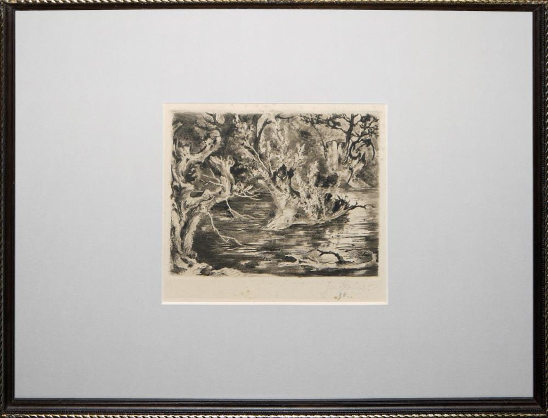 Josef Steiner, Landschaften und Wälder, 4 Radierungen, gerahmt Josef Steiner, 1899 – 1977, „Farne im