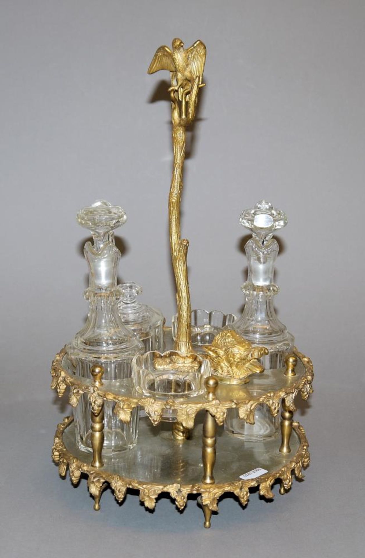 Prächtige Tischmenage für Essig & Gewürze, Bronze, vergoldet, Frankreich, 19. Jh. Rundes Gestell,