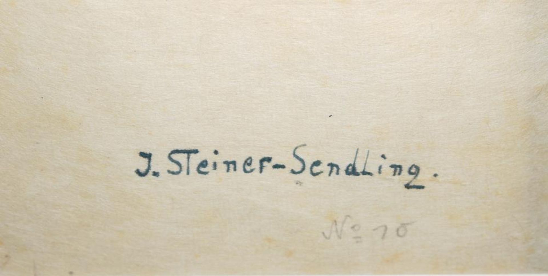 Josef Steiner, Schreitender Hahn und Henne, zwei Tuschezeichnungen von 1929, im Atelierrahmen - Bild 6 aus 7