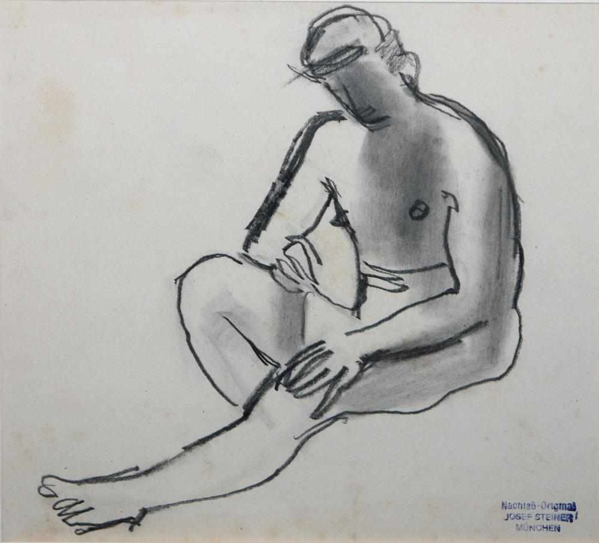 Josef Steiner, Fünf frühe Männerakte, Zeichnungen um 1920/21, 4x gerahmt Josef Steiner, 1899 – 1977, - Bild 6 aus 9