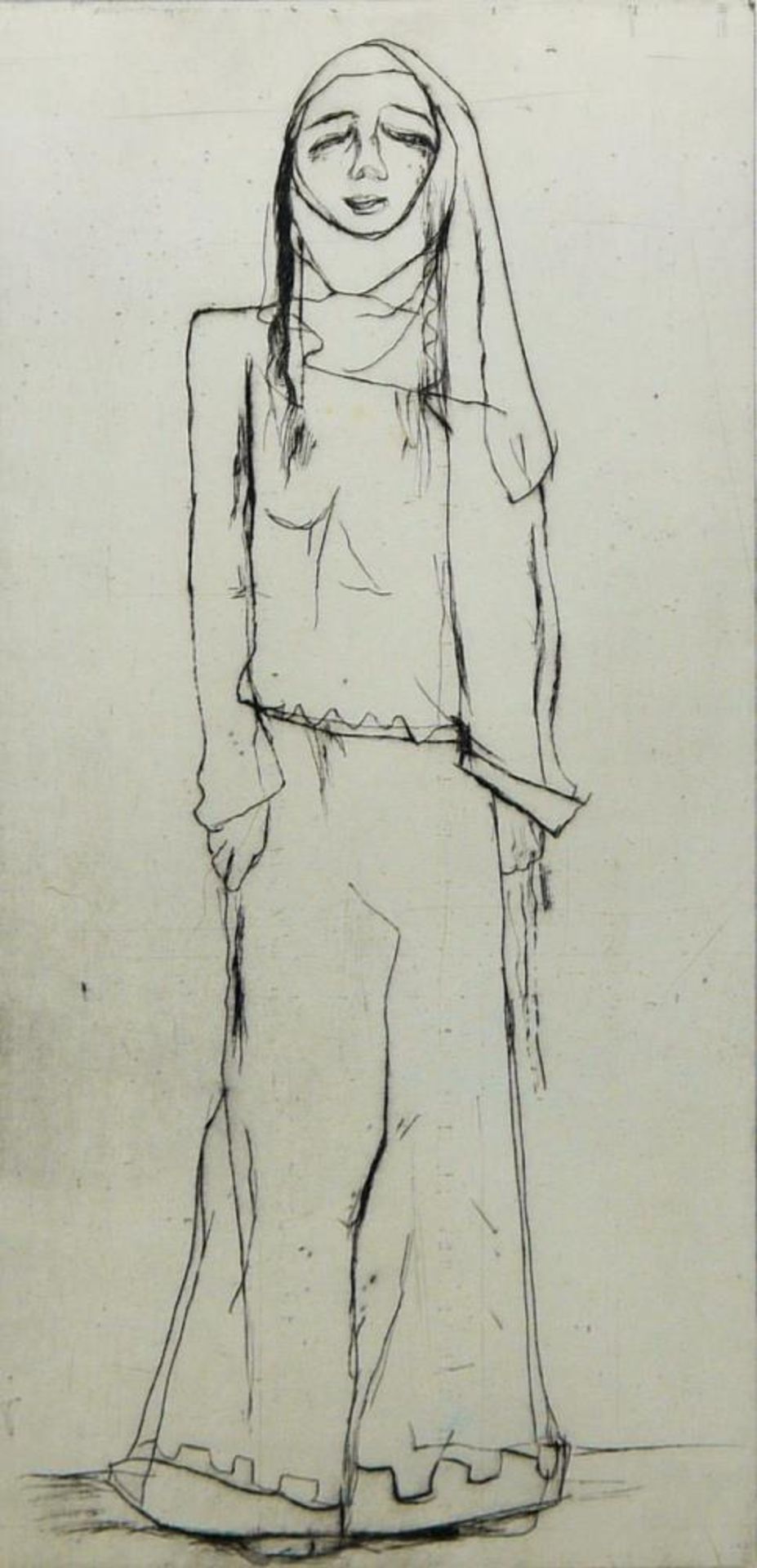 Josef Steiner, Frauen mit Schleier, 2 Radierungen u. 1 Zeichnung, 1920er Jahre, gerahmt Josef - Bild 4 aus 6