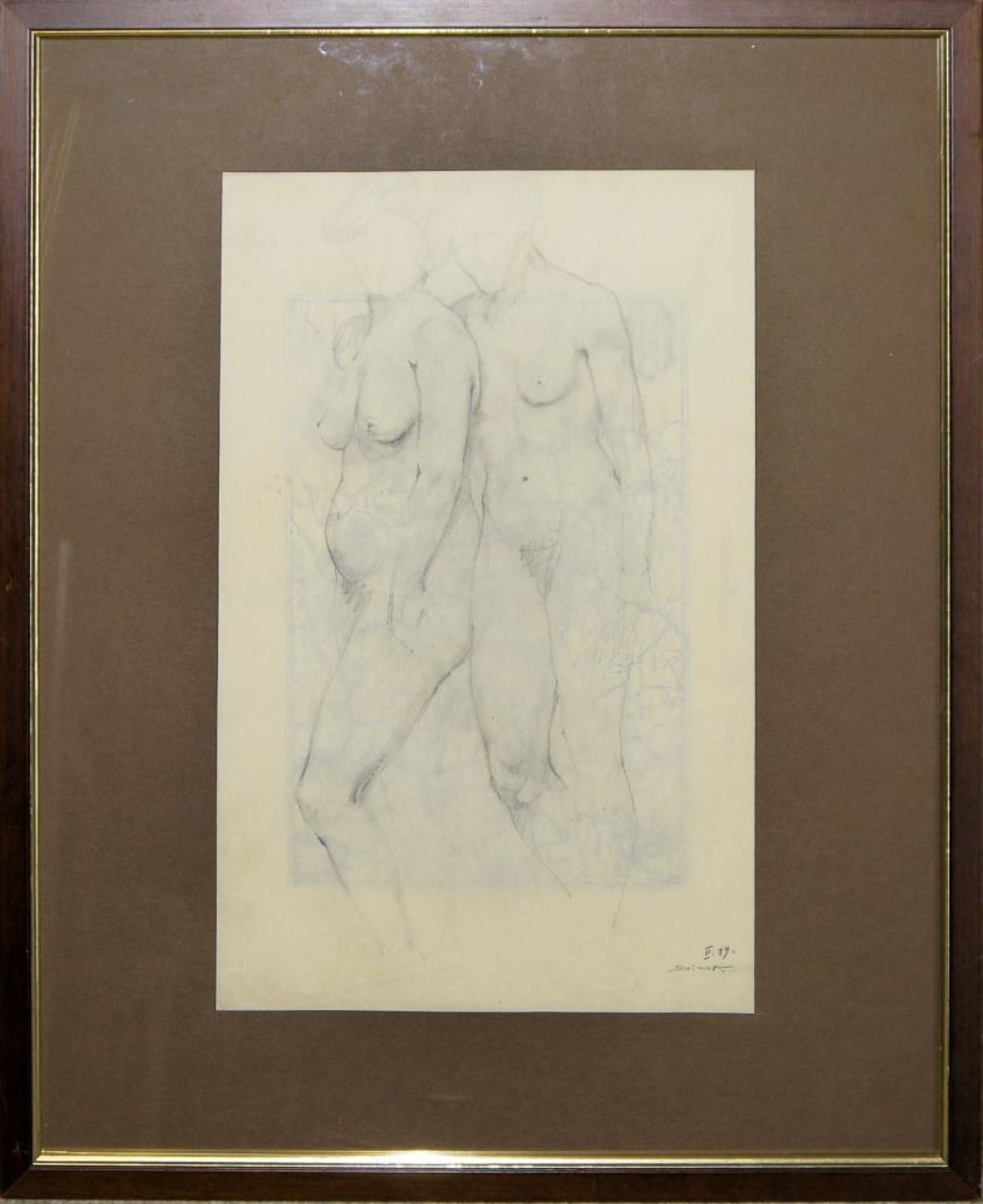 Josef Steiner, Stehender Frauenakt, Frauenaktstudie u. Frauenakt, 2 Kohle- u. 1 Rötelzeichnung, 1919 - Image 4 of 8