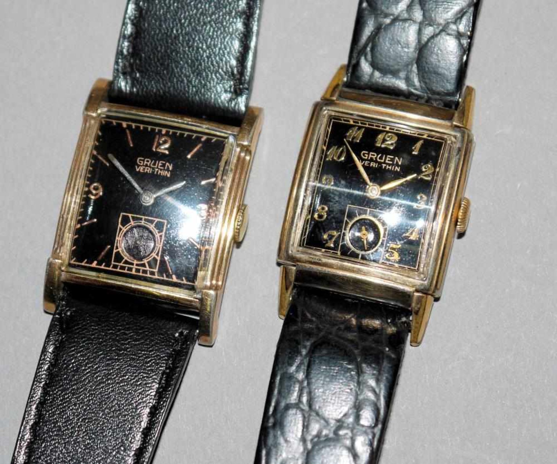 Zwei Armbanduhren der „Veri Thin“ Serie, Fa. Gruen, USA um 1945/50 Zwei hochwertige Uhren des Art