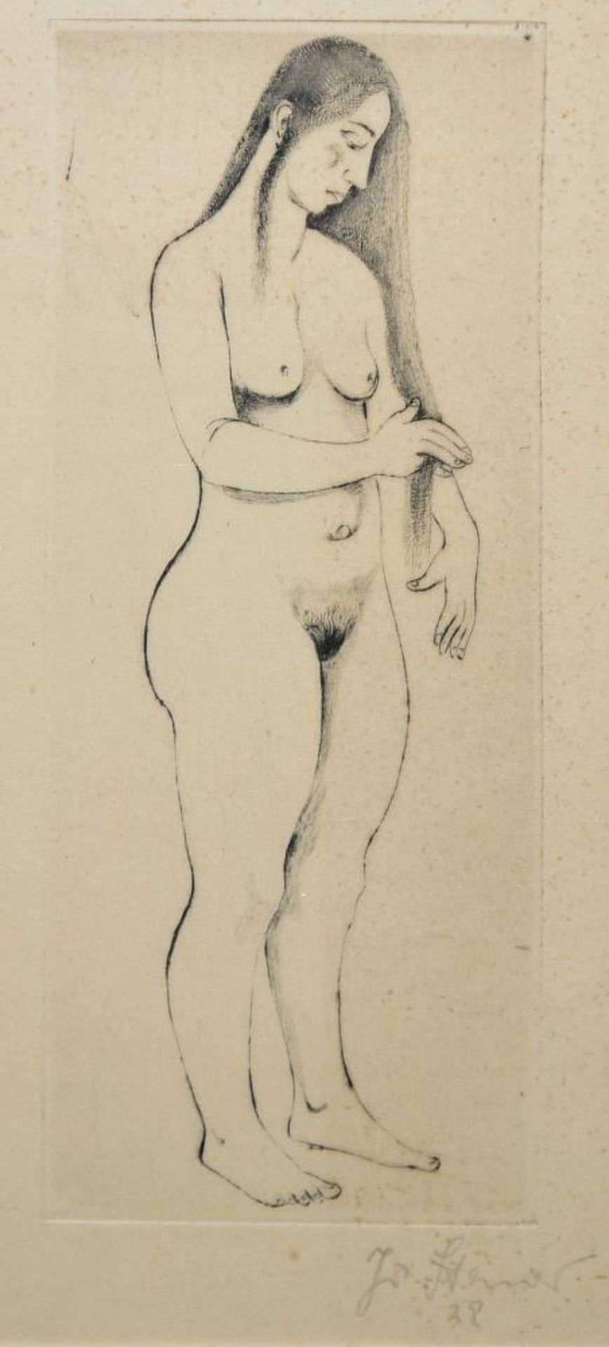 Josef Steiner, Frauenakte, 2 frühe Radierungen von 1928, im Atelierrahmen Josef Steiner, 1899 - - Bild 2 aus 5