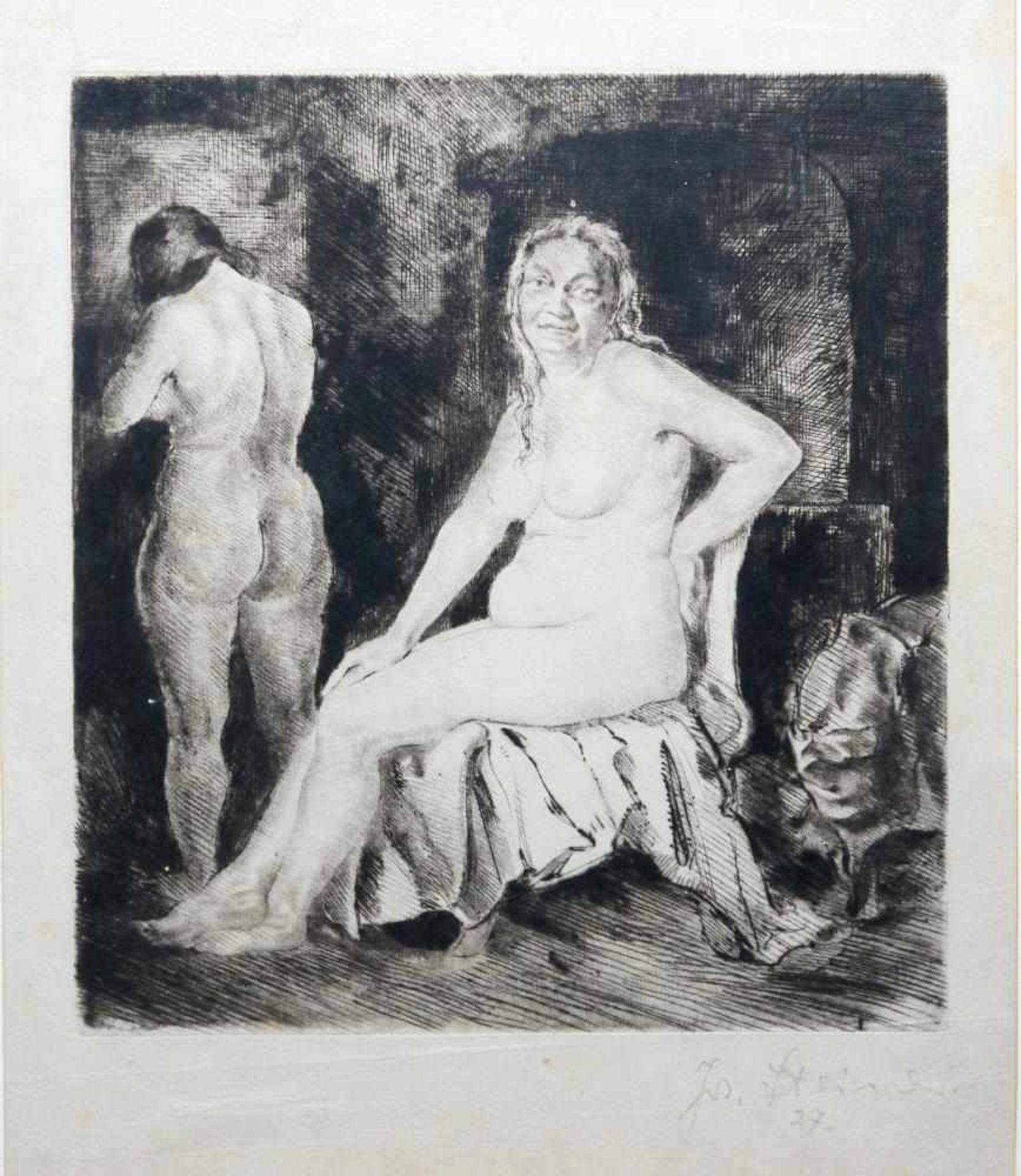 Josef Steiner, „Frauenakt im Wald“, Liebesakt, „Mädchenporträt“, „Jung und Alt“, „Totentanz – Die - Bild 9 aus 15