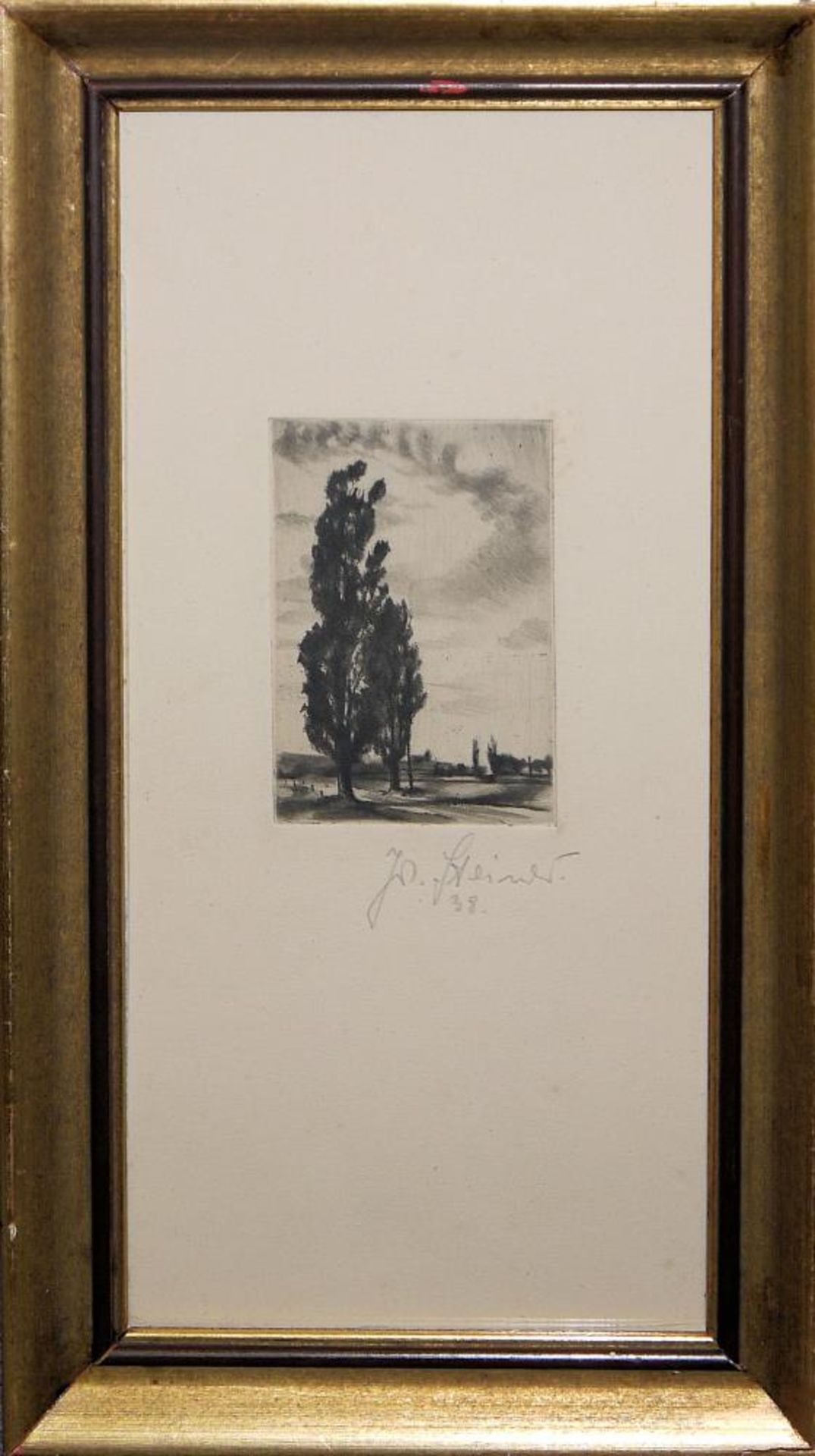 Josef Steiner, Naturdarstellungen mit Bäumen, 4 Radierungen, 1938, 1944 u. um 1940/45, gerahmt Josef