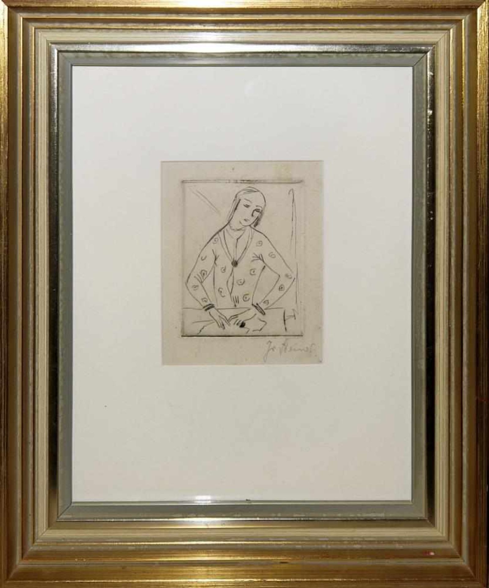 Josef Steiner, „Dame im Morgenkleid“, Radierung von 1921, gerahmt Josef Steiner, 1899 – 1977,