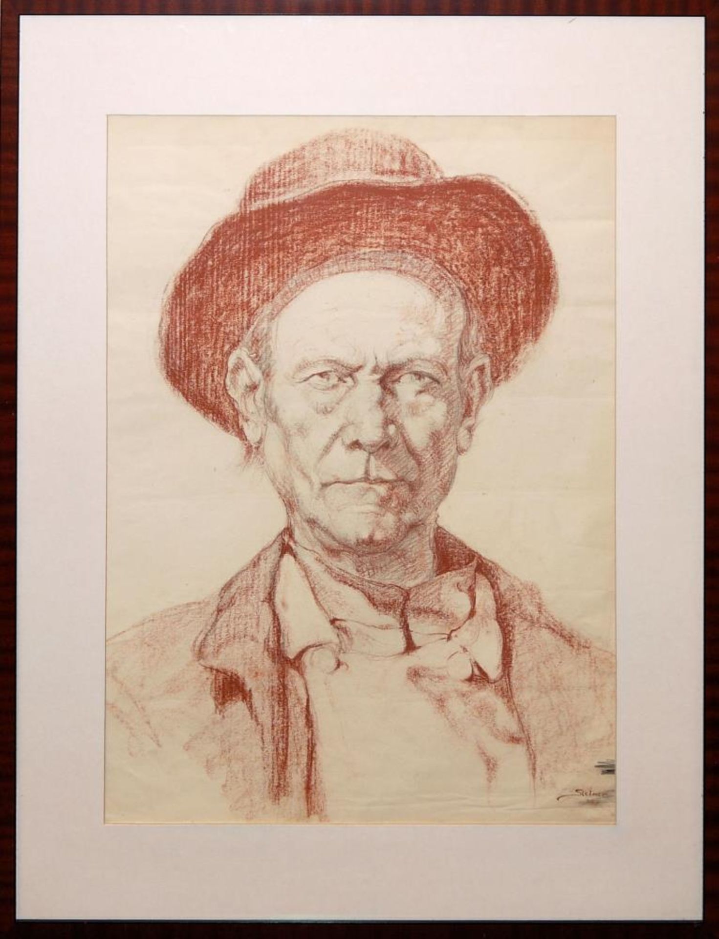 Josef Steiner, Portrait eines sitzenden Mannes u. Portrait eines Mannes mit Hut, Kohle- u. - Bild 5 aus 7