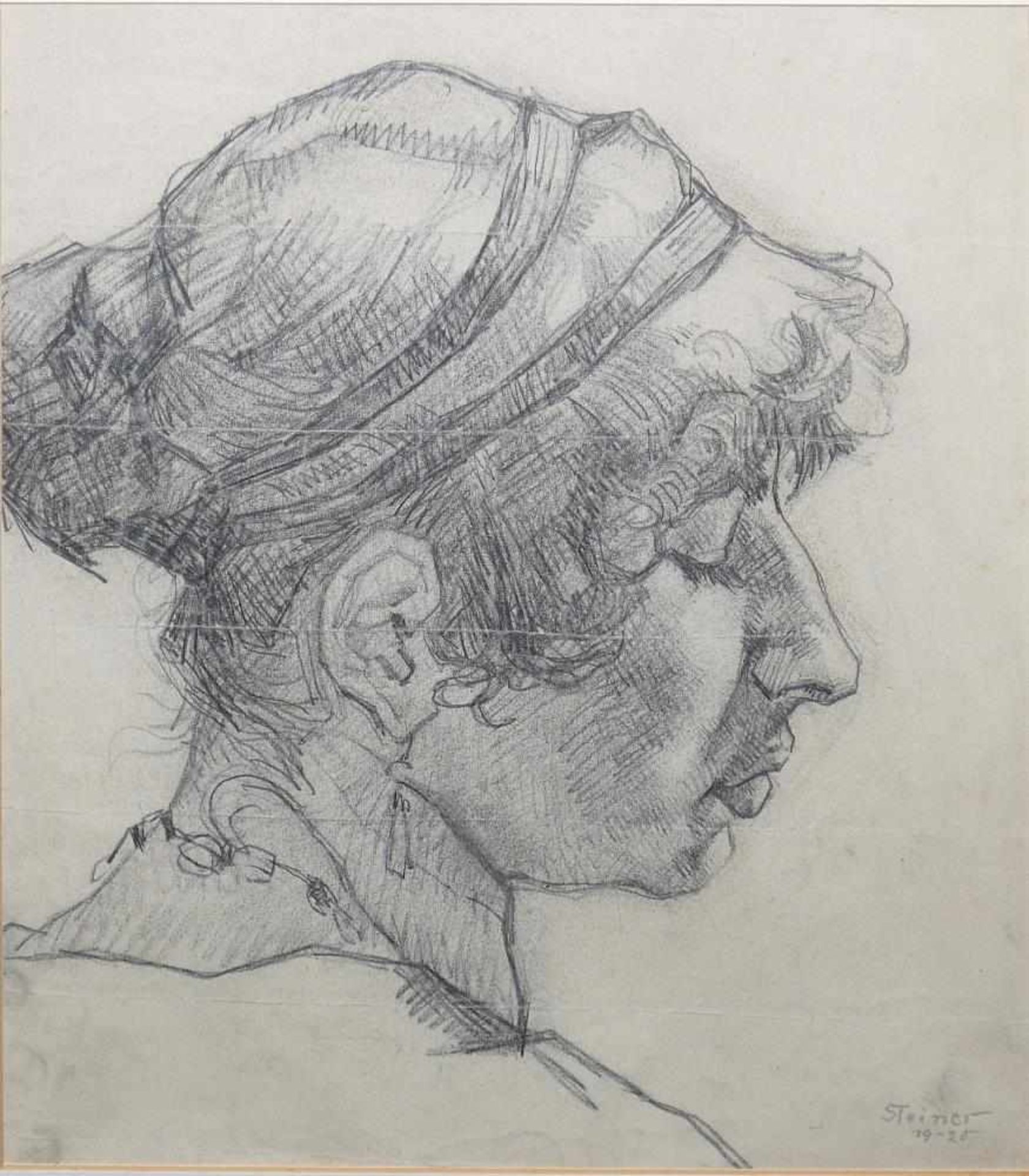 Josef Steiner, Portrait einer Frau mit Haarband u. Melancholisches Frauenportrait, 2 - Bild 2 aus 6