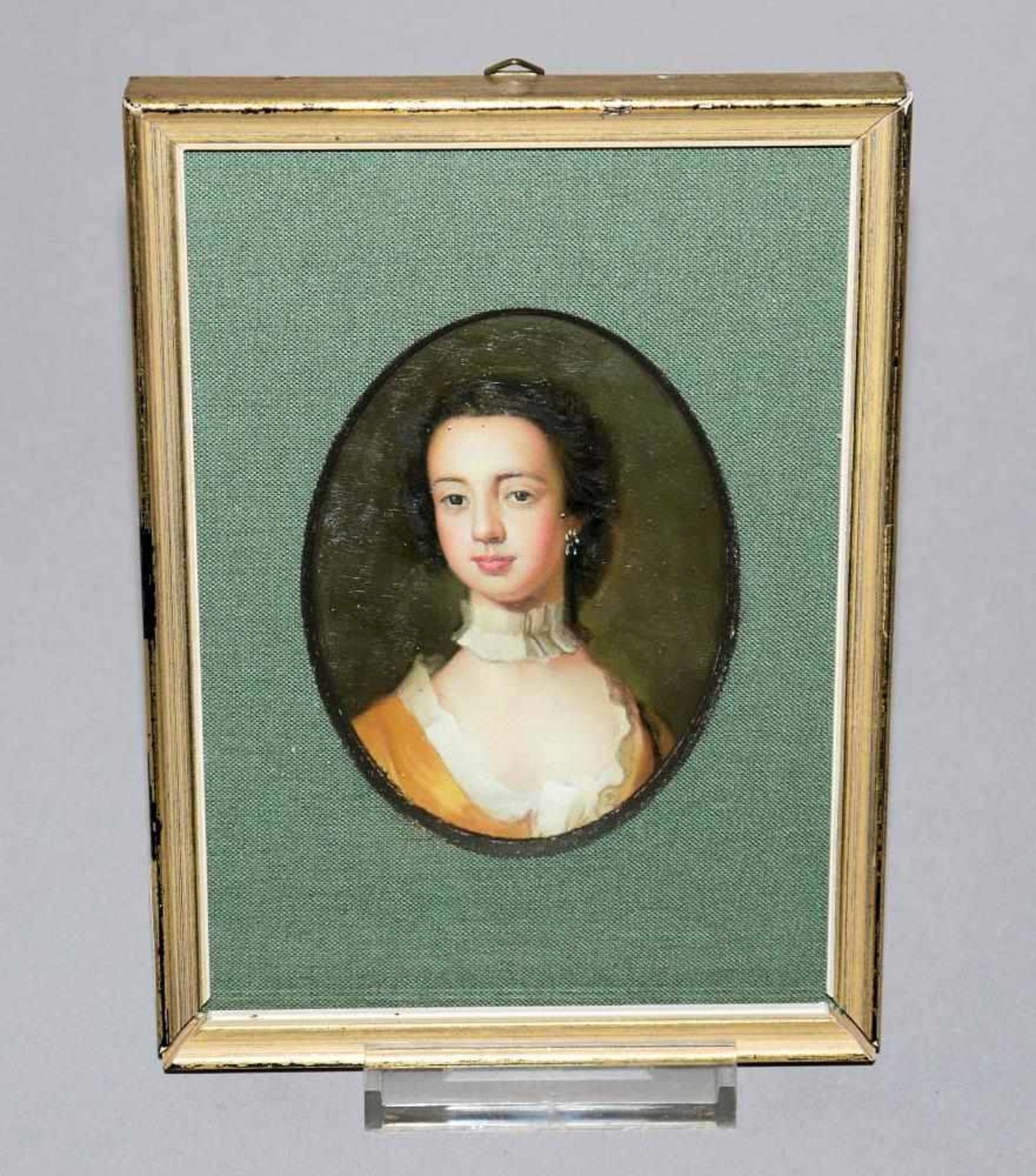 Anonym, Miniaturportrait einer jungen Dame, Ölgemälde um 1780 Brustbild einer jungen Dame, Öl/