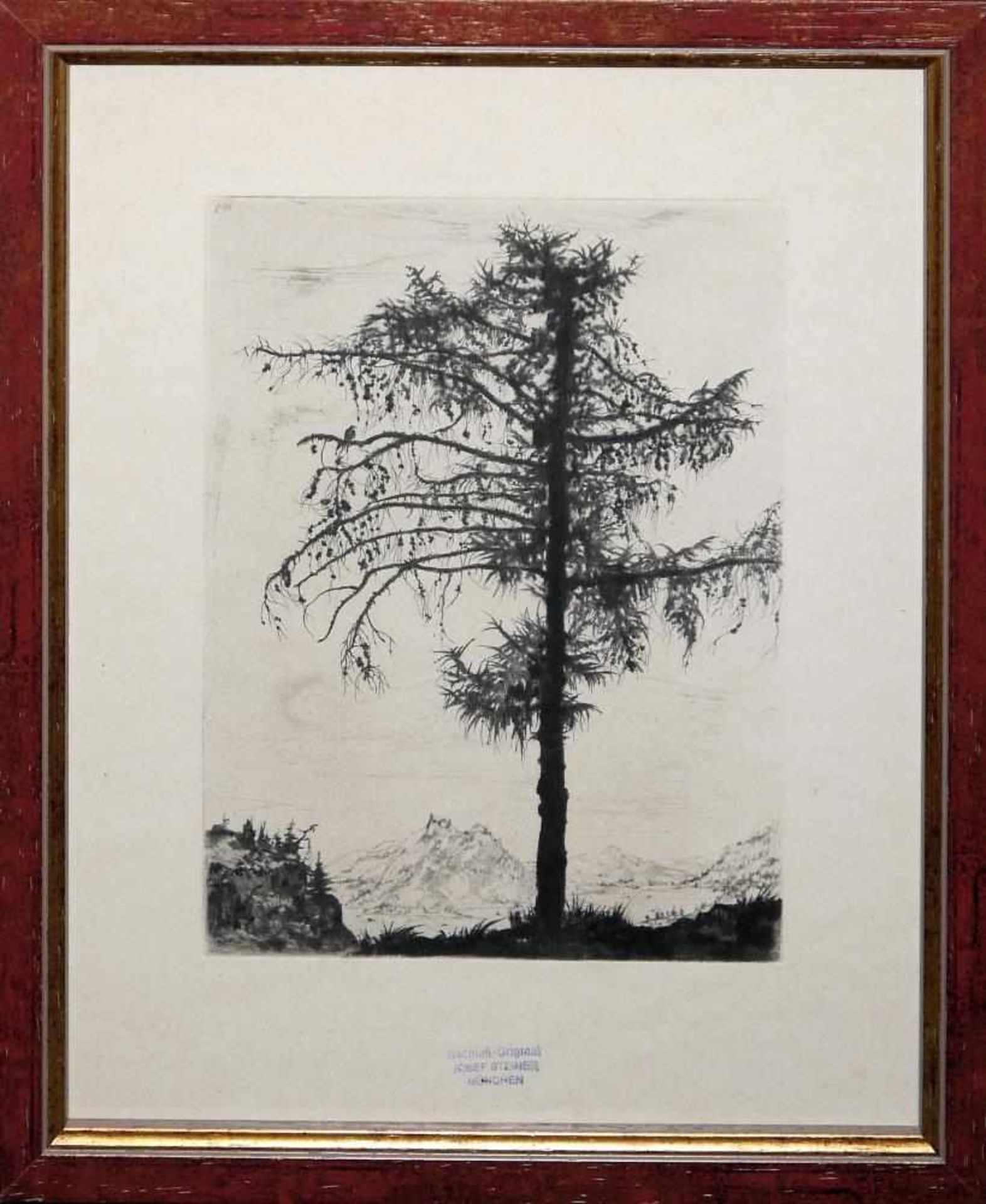 Josef Steiner, Naturdarstellungen mit Bäumen, 4 Radierungen, 1938, 1944 u. um 1940/45, gerahmt Josef - Bild 8 aus 9