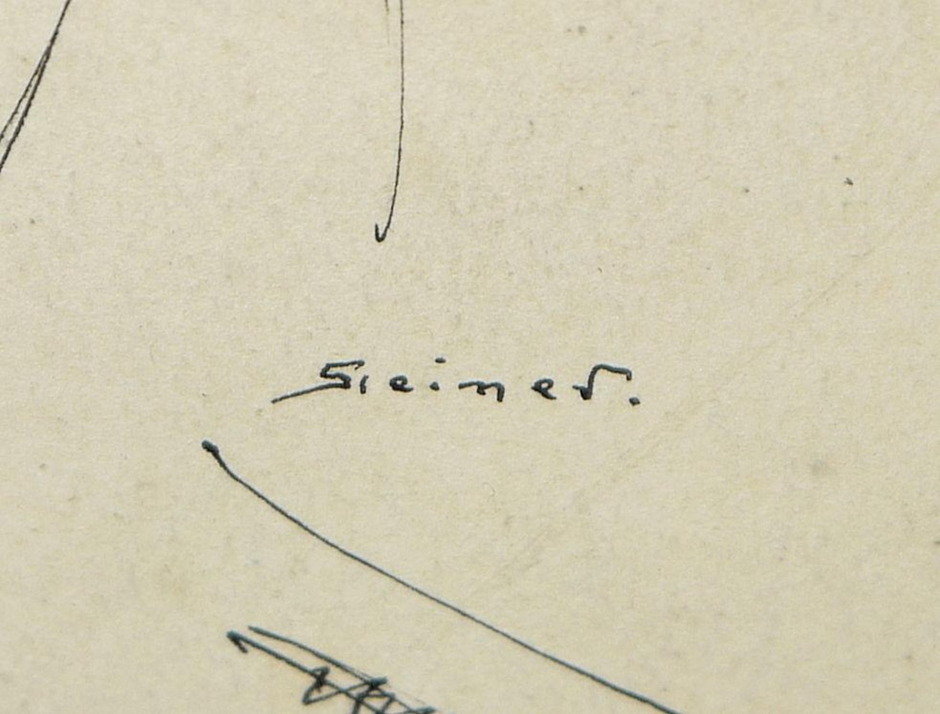 Josef Steiner, Künstler beim Zeichnen u. 2 Männeraktstudien, 3 Tuschezeichnungen, um 1918/19, - Image 7 of 7