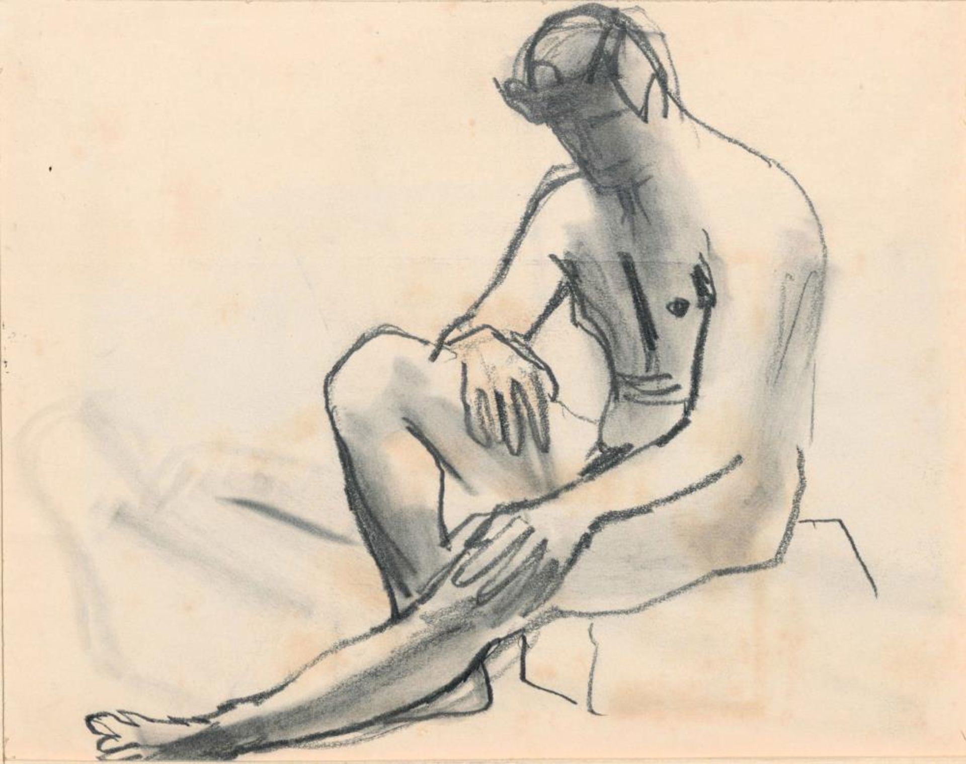 Josef Steiner, Fünf frühe Männerakte, Zeichnungen um 1920/21, 4x gerahmt Josef Steiner, 1899 – 1977, - Bild 9 aus 9