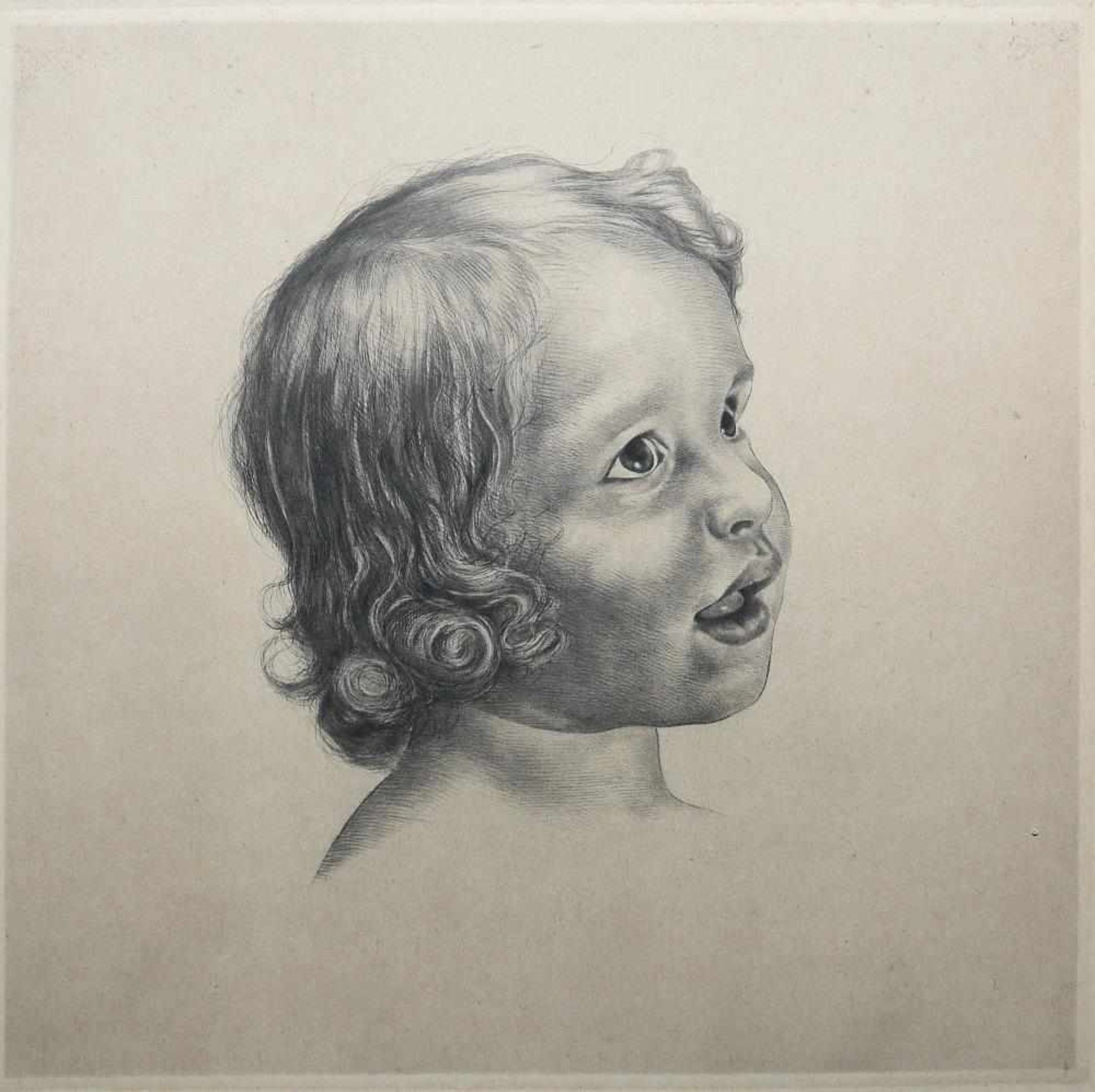 Josef Steiner, „Kinderköpfchen“, Radierung, gerahmt Josef Steiner, 1899 - 1977, Portrait eines - Bild 2 aus 6