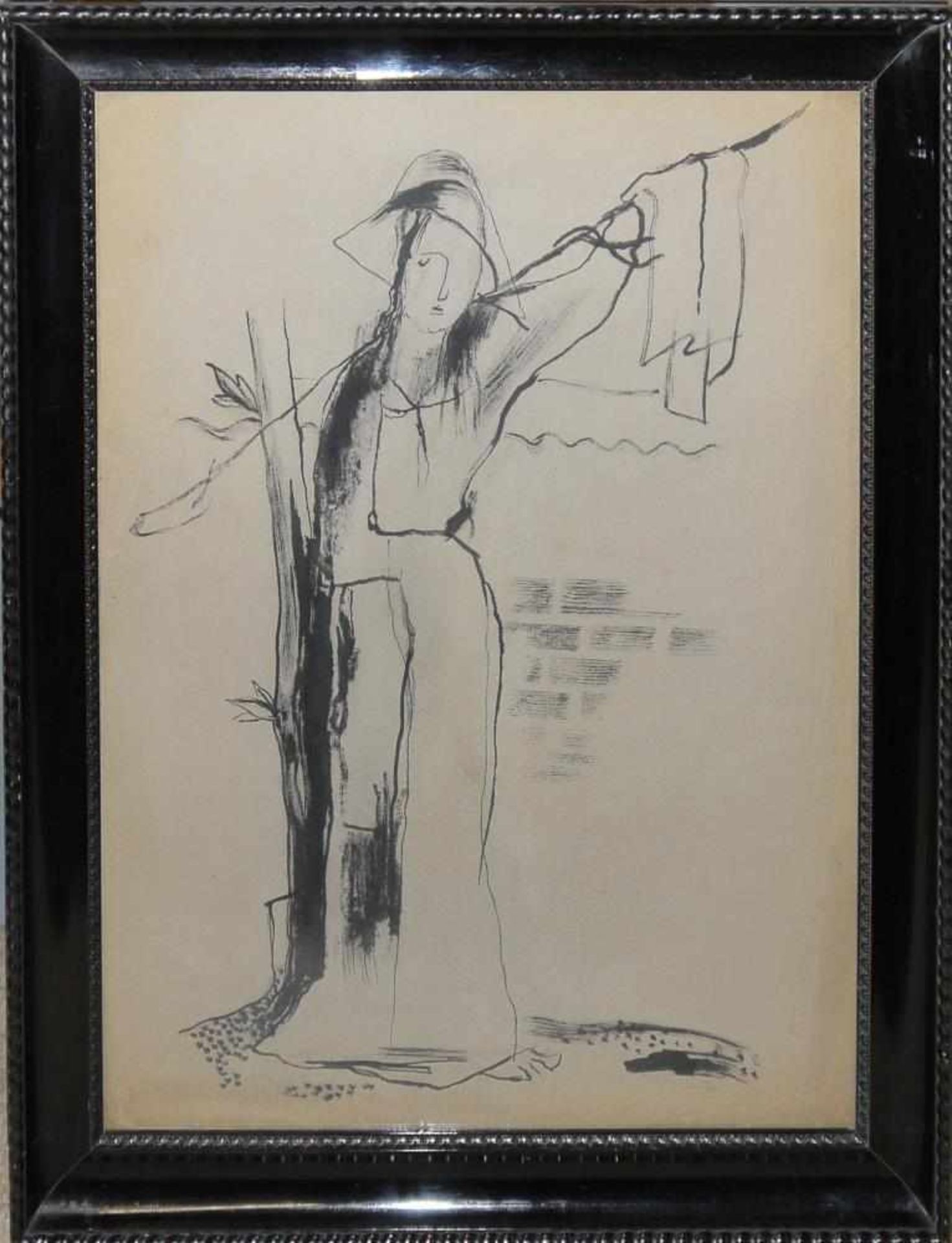 Josef Steiner, Zwei Versionen der „Frau am Baum“, Tuschezeichnung und Radierung, um 1931 u. 1971,