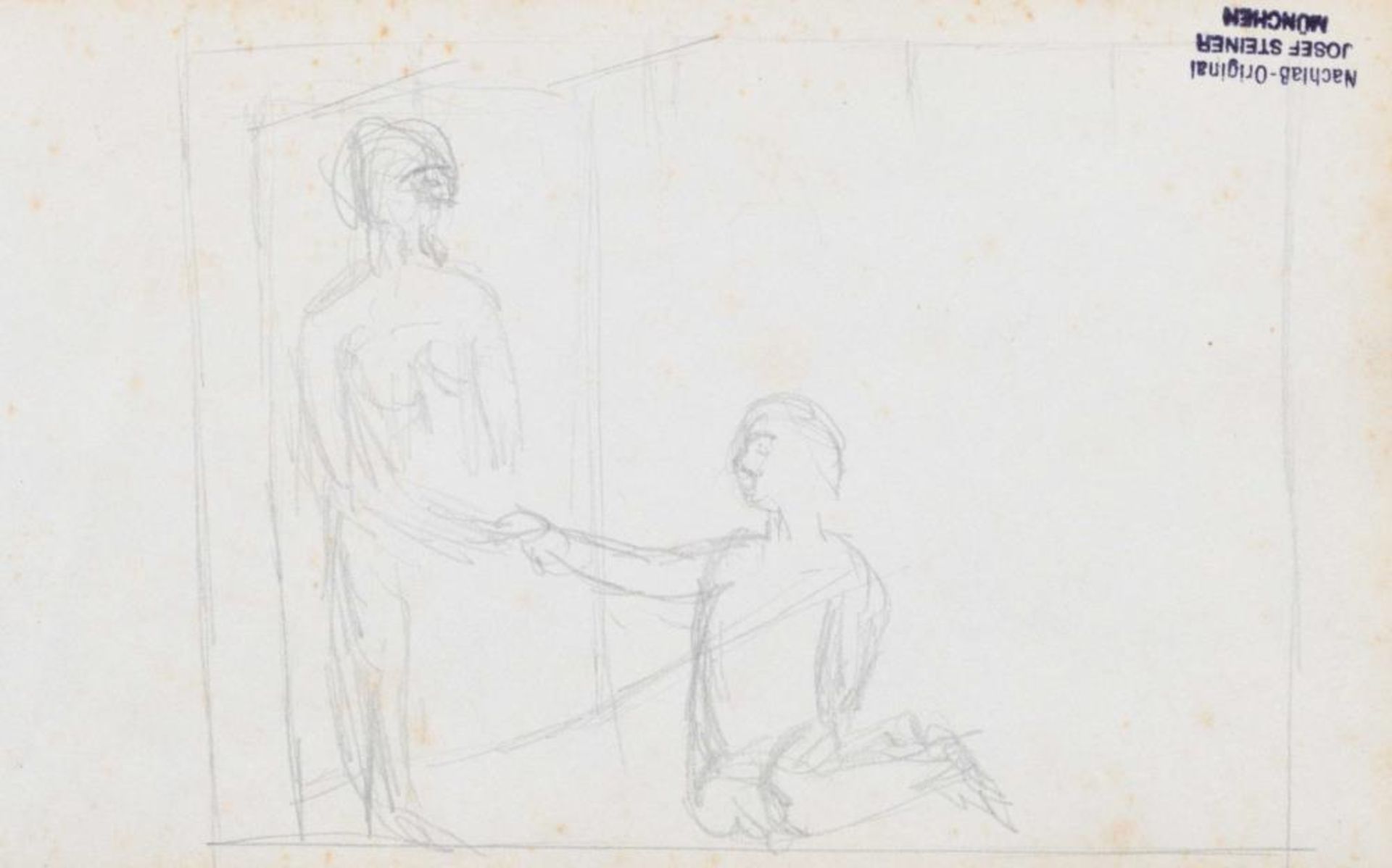 Josef Steiner, „Trüglerin“, Portrait eines älteren Herrn und Zeichnungen aus einem Skizzenblock, 2 - Bild 12 aus 14