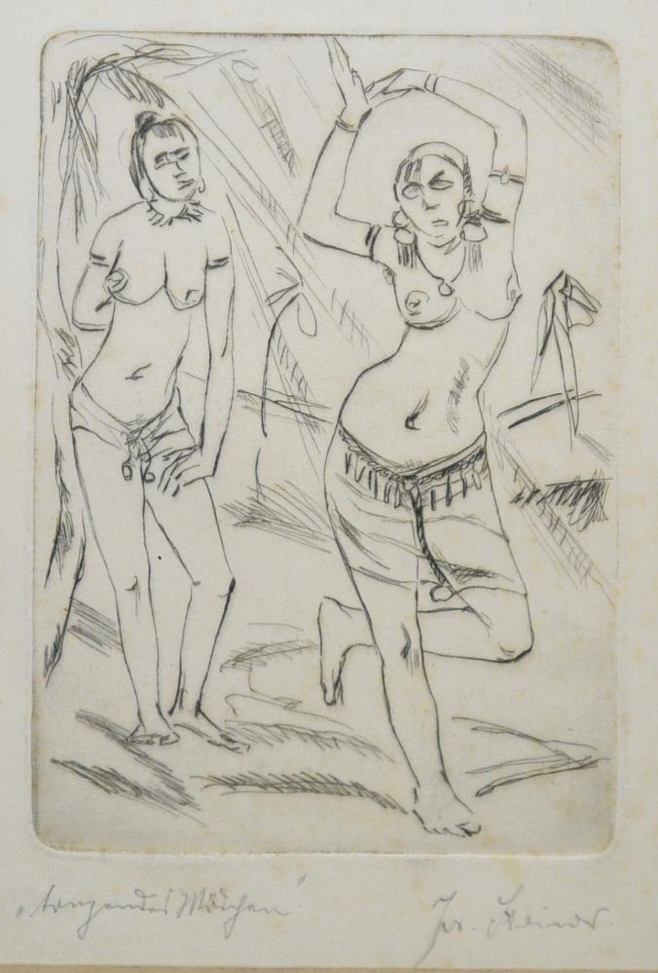 Josef Steiner, „Tanzendes Mädchen“, Radierung, um 1921, im Stuckrahmen Josef Steiner, 1899 – 1977, - Bild 2 aus 3