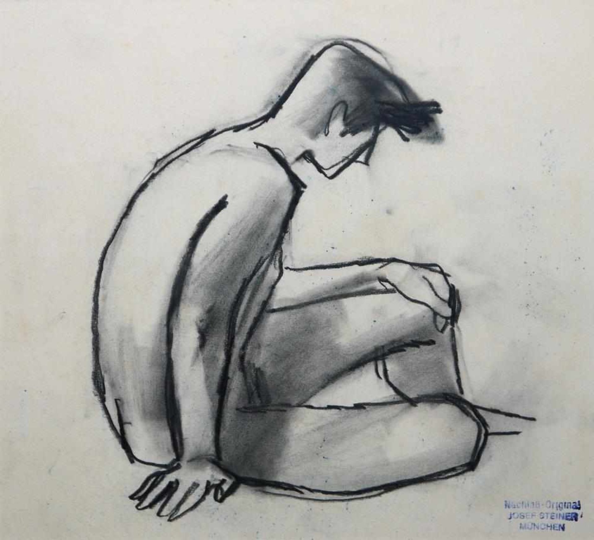 Josef Steiner, Fünf frühe Männerakte, Zeichnungen um 1920/21, 4x gerahmt Josef Steiner, 1899 – 1977, - Bild 4 aus 9