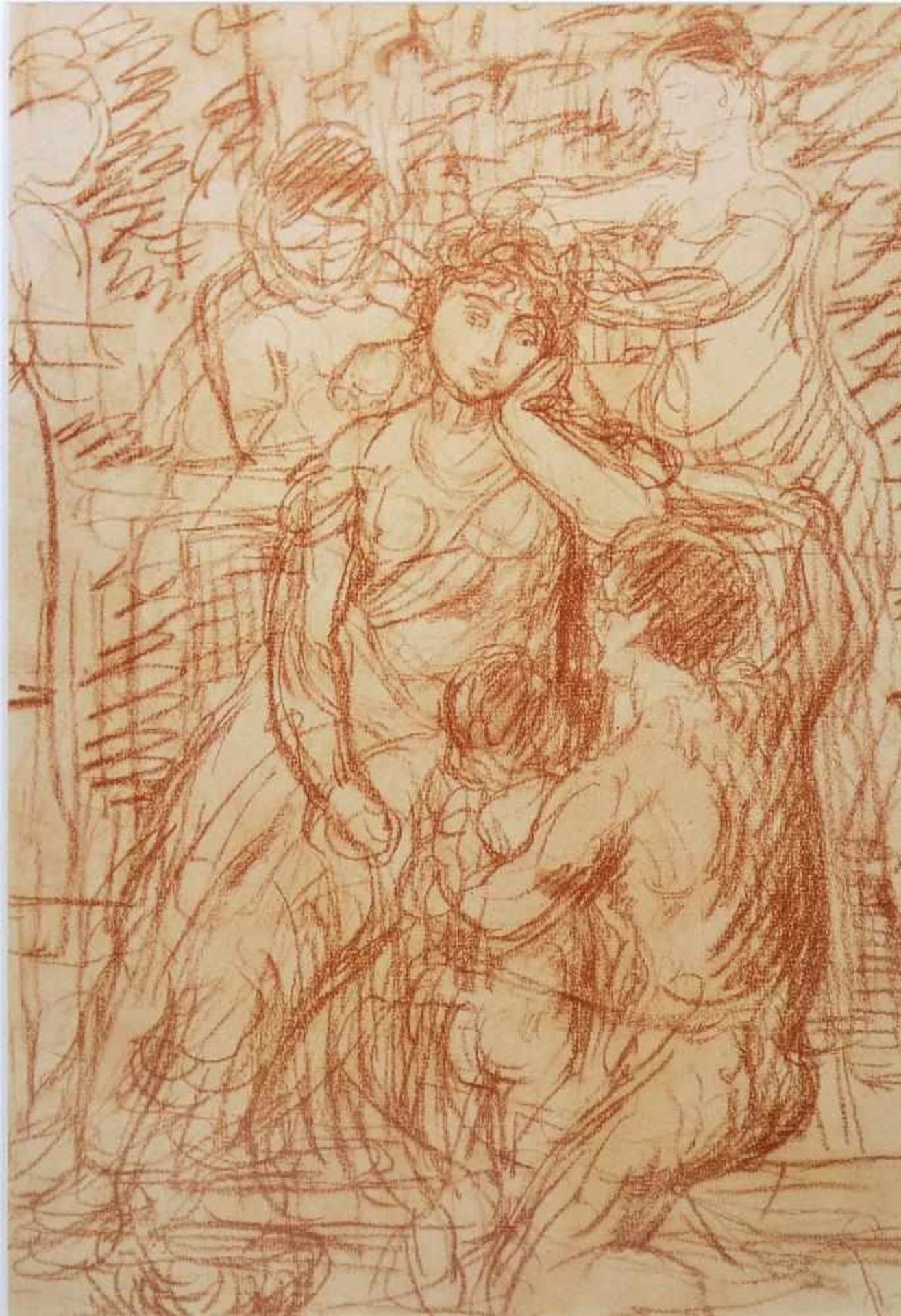 Josef Steiner, „Die Schmückung und Anbetung der Braut“, Rötelzeichnung, im Atelierrahmen Josef - Image 2 of 3