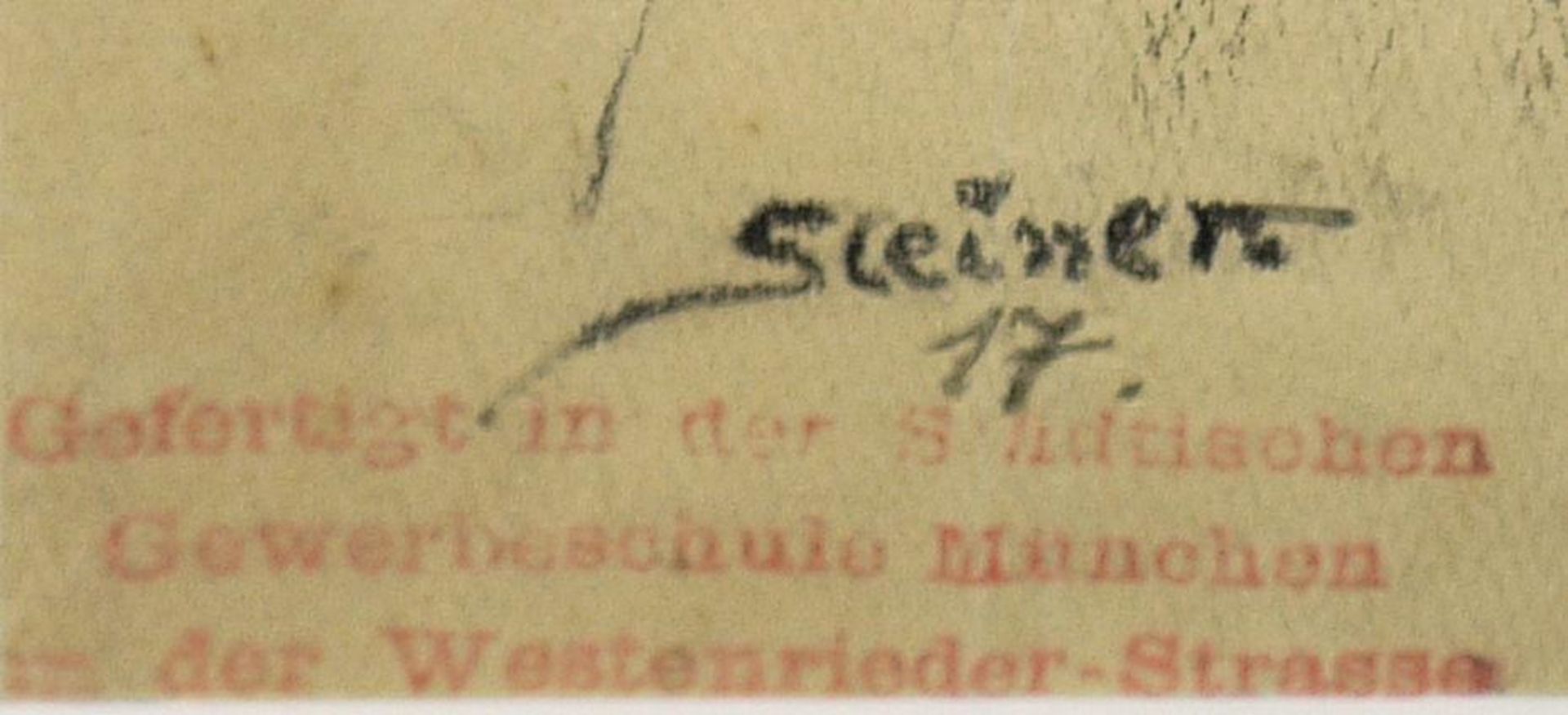 Josef Steiner, Stehende Dame mit wallendem Gewand u. Große Gewandstudie, 2 Kohlezeichnungen, 1917, 1 - Image 3 of 4