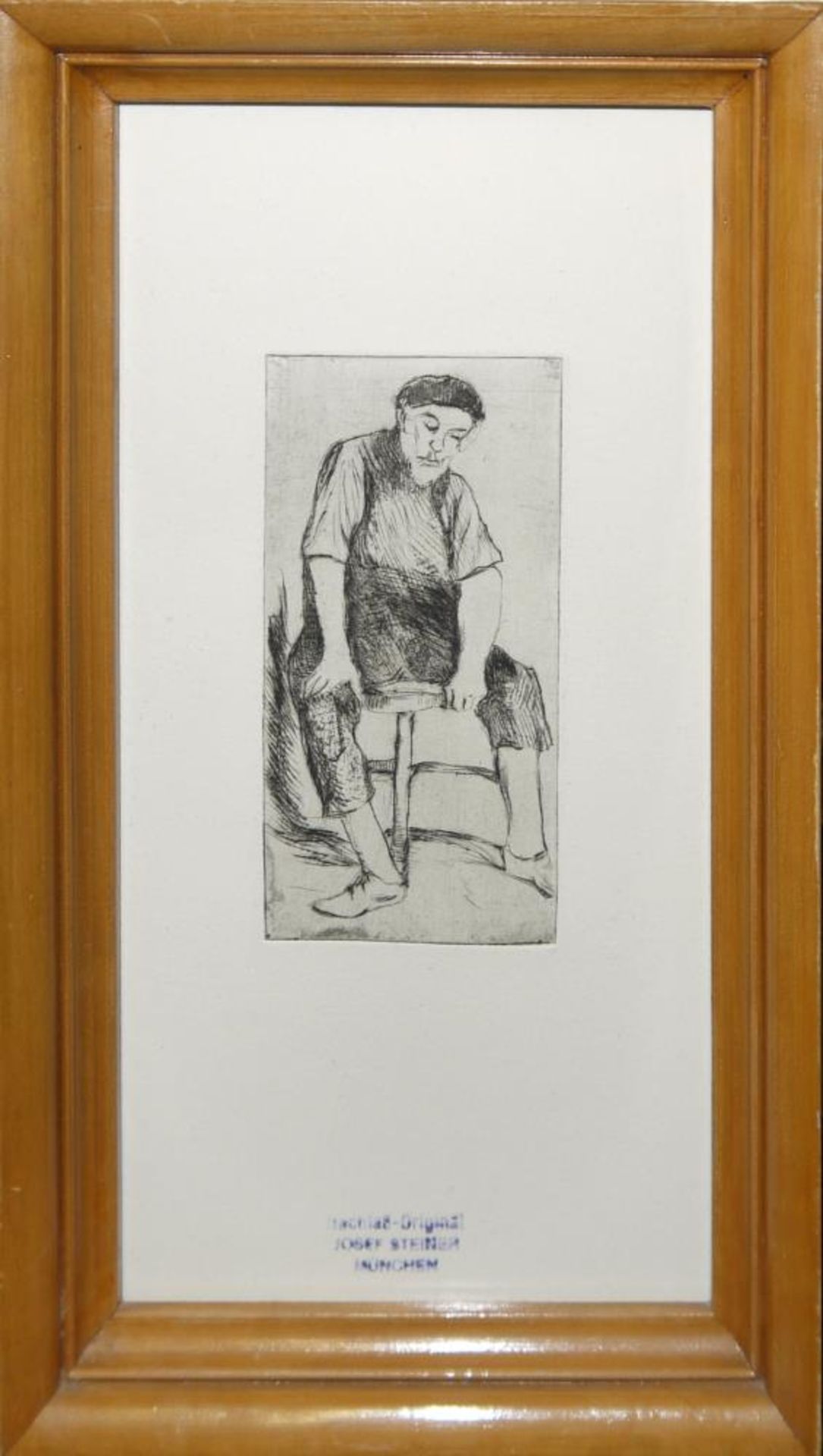 Josef Steiner, Zwei Landschaften mit Bäumen u. Sitzender Greis, 3 Radierungen um 1945/50, gerahmt - Bild 5 aus 6