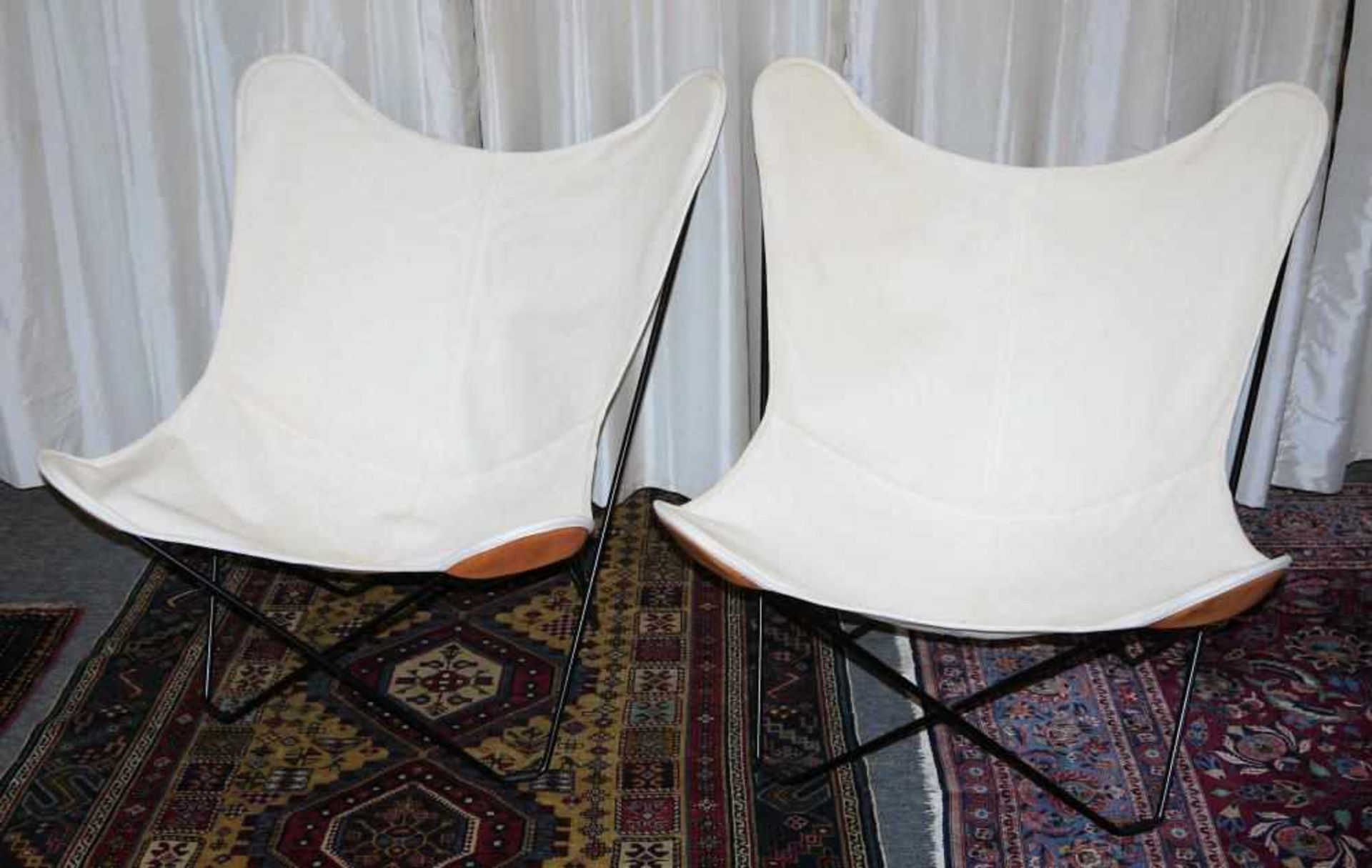 Paar Mariposa Butterfly Chair Outdoor Sessel, Cuero, Schweden, neuwertig Sog. BFK oder Fledermaus-