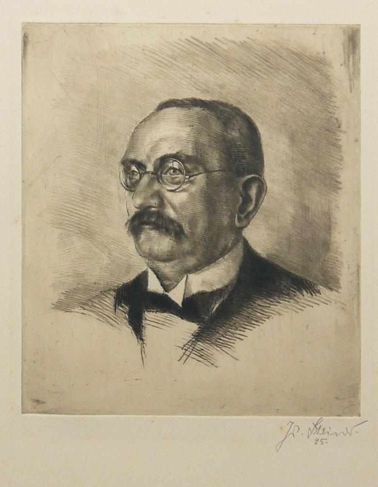 Josef Steiner, Drei Herrenportraits, 3 Radierungen von 1925 u. 1927, 1x gerahmt Josef Steiner, - Bild 2 aus 5