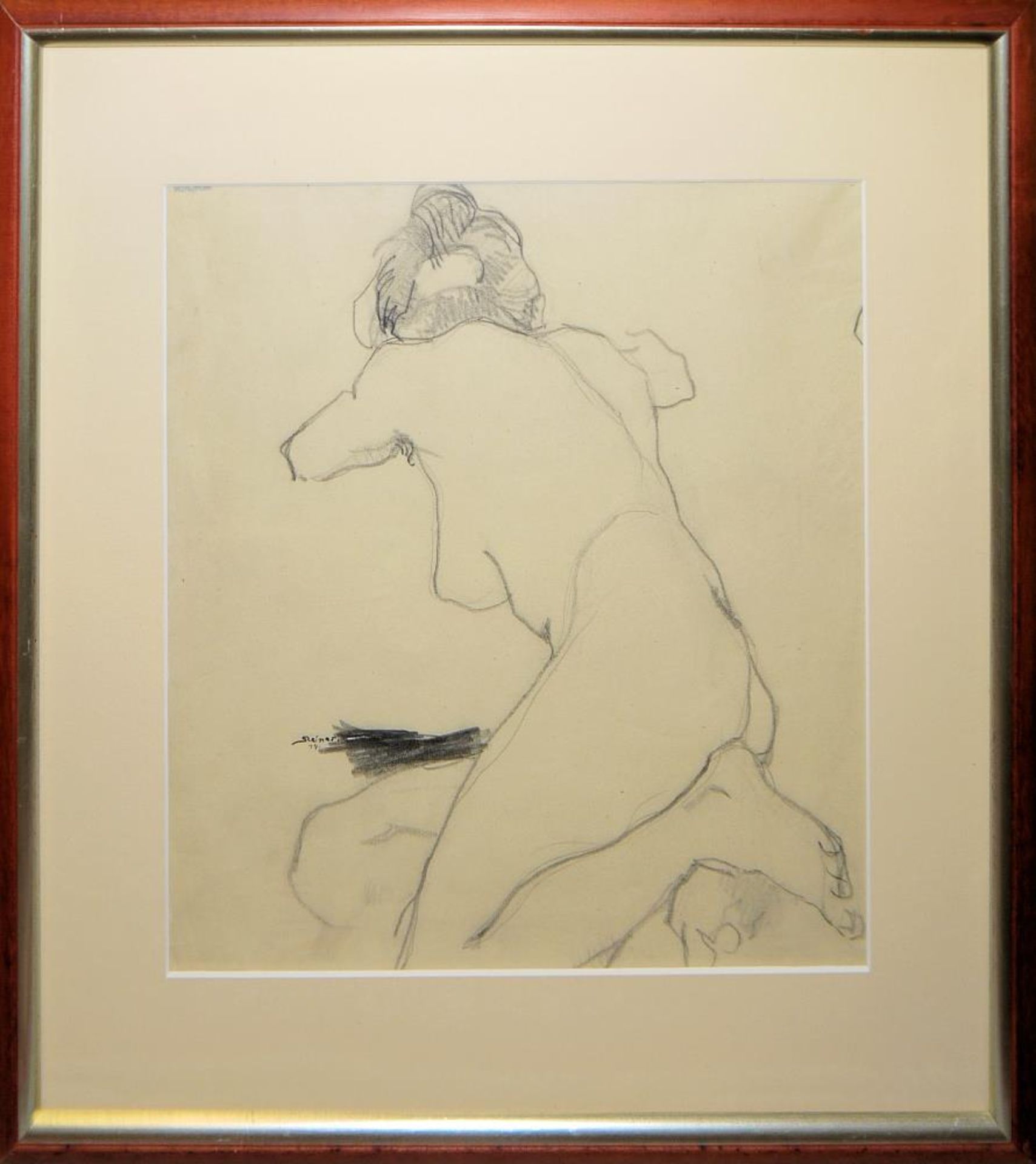 Josef Steiner, Zwei Frauenakte und Frauenaktstudien, 3 Kohlezeichnungen, 1x datiert 1919, gerahmt - Bild 4 aus 7