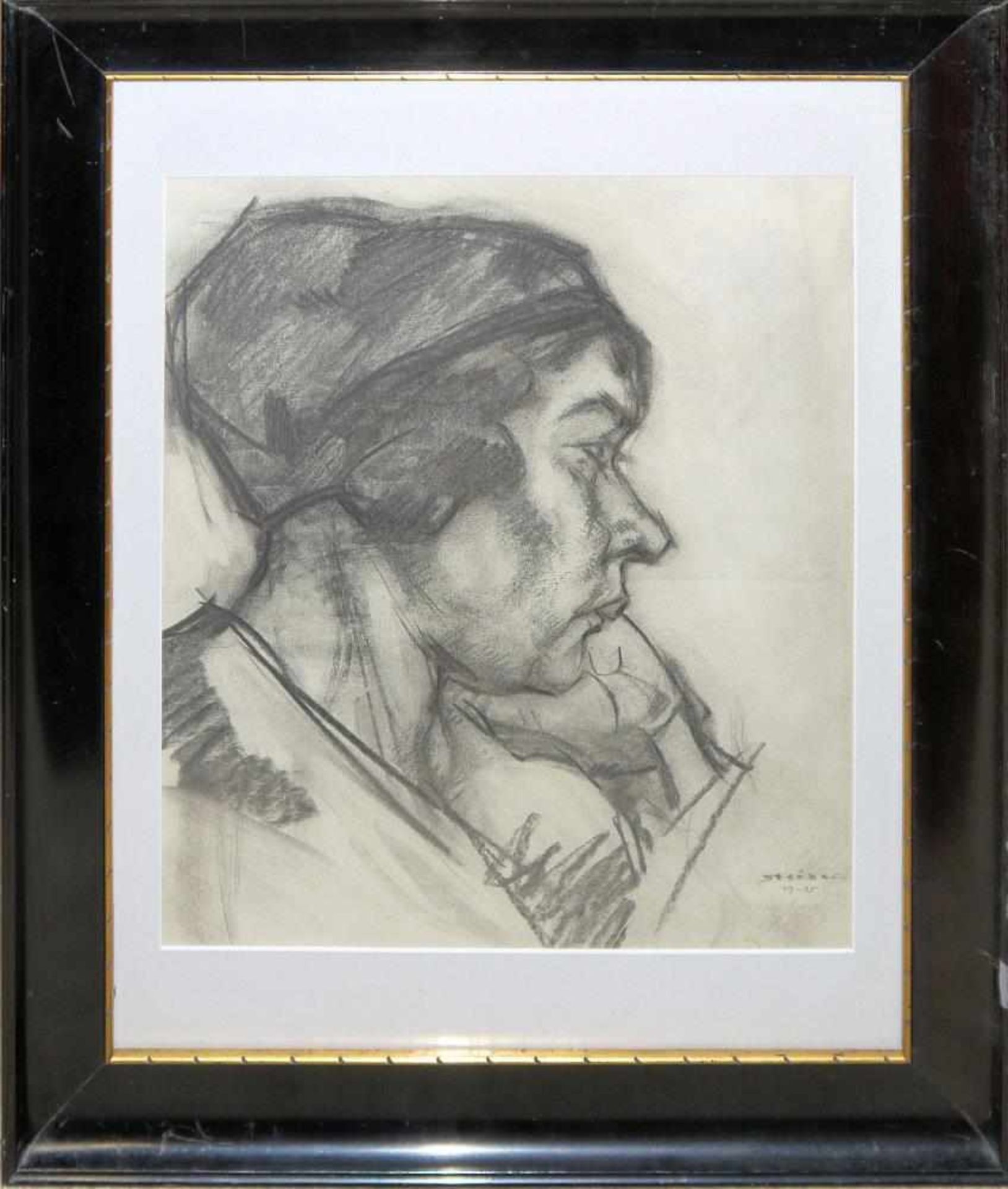 Josef Steiner, Portrait einer Frau mit Haarband u. Melancholisches Frauenportrait, 2 - Bild 4 aus 6