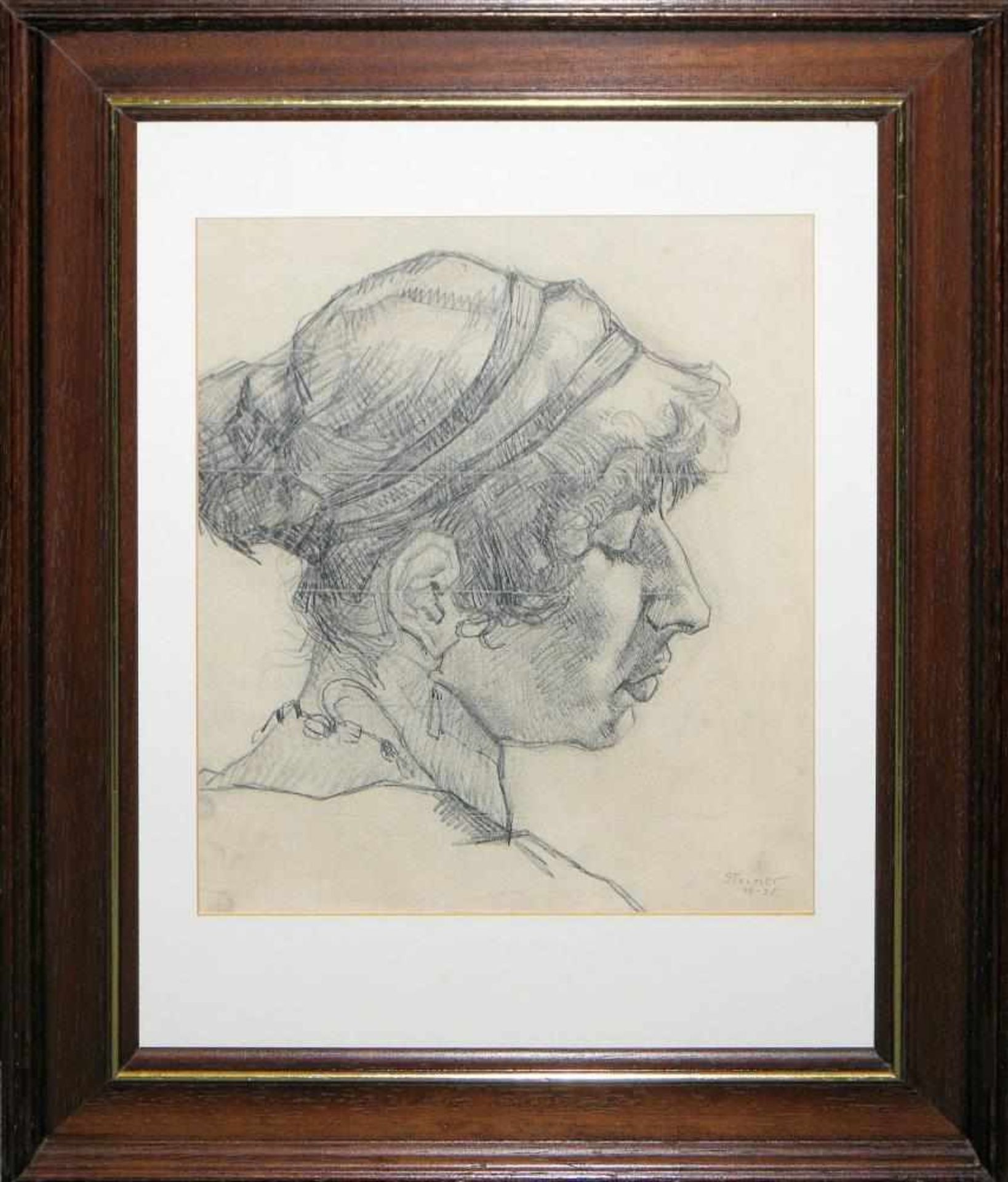 Josef Steiner, Portrait einer Frau mit Haarband u. Melancholisches Frauenportrait, 2