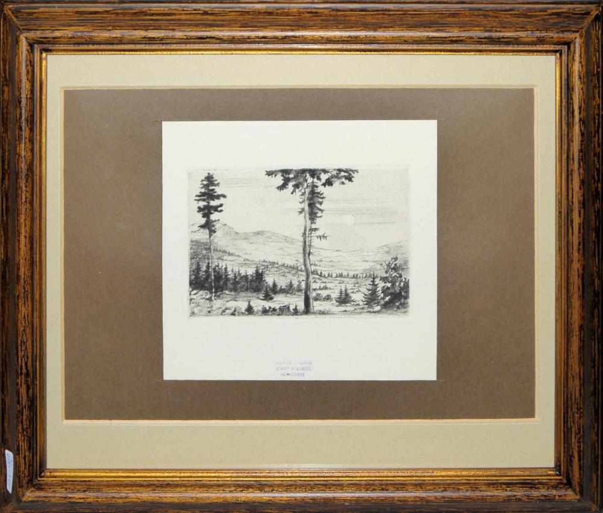 Josef Steiner, Zwei Landschaften mit Bäumen u. Sitzender Greis, 3 Radierungen um 1945/50, gerahmt